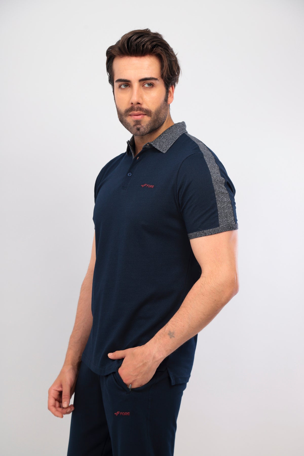 Erkek Lacivert Polo Yaka T-shirt Takım
