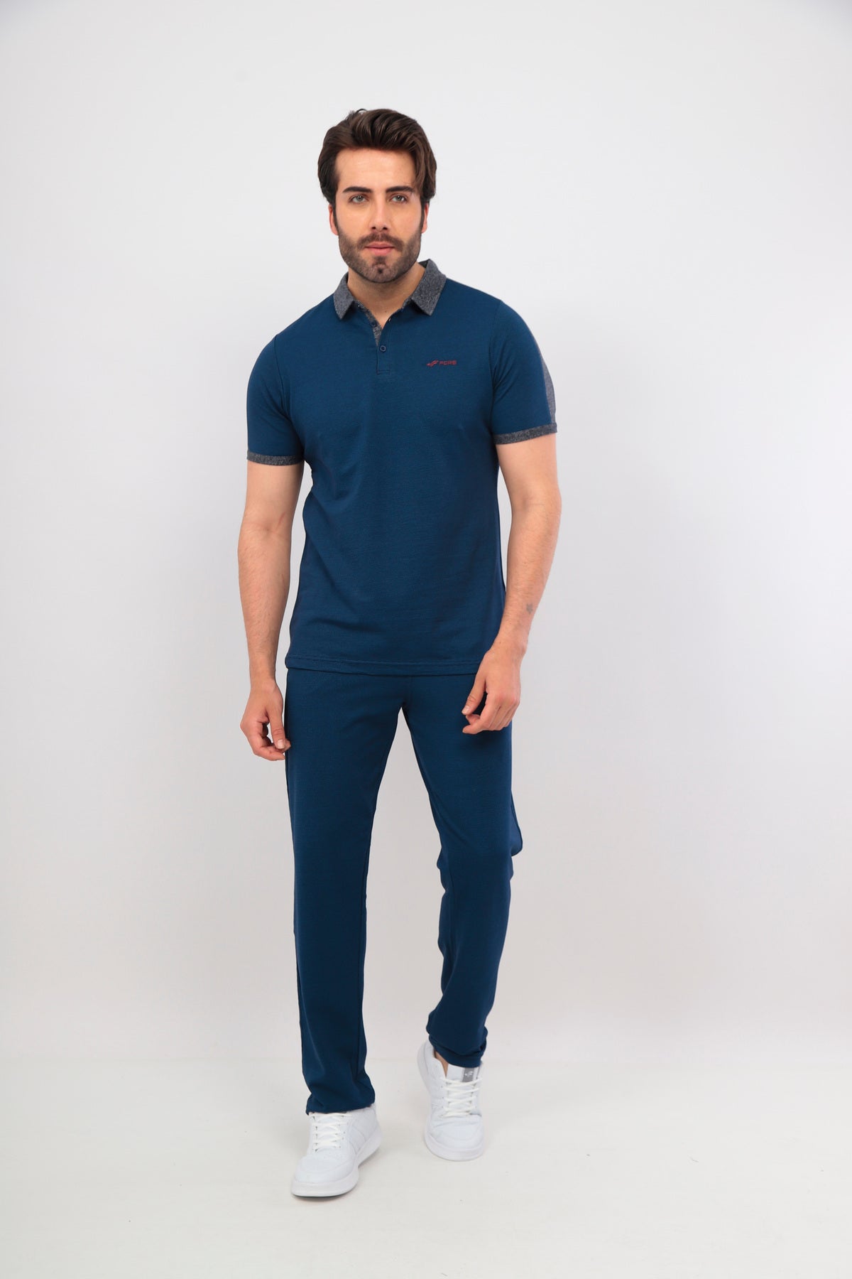Erkek Royal Polo Yaka Tişört Takım Pamuklu Kısa Kollu Günlük Spor Set