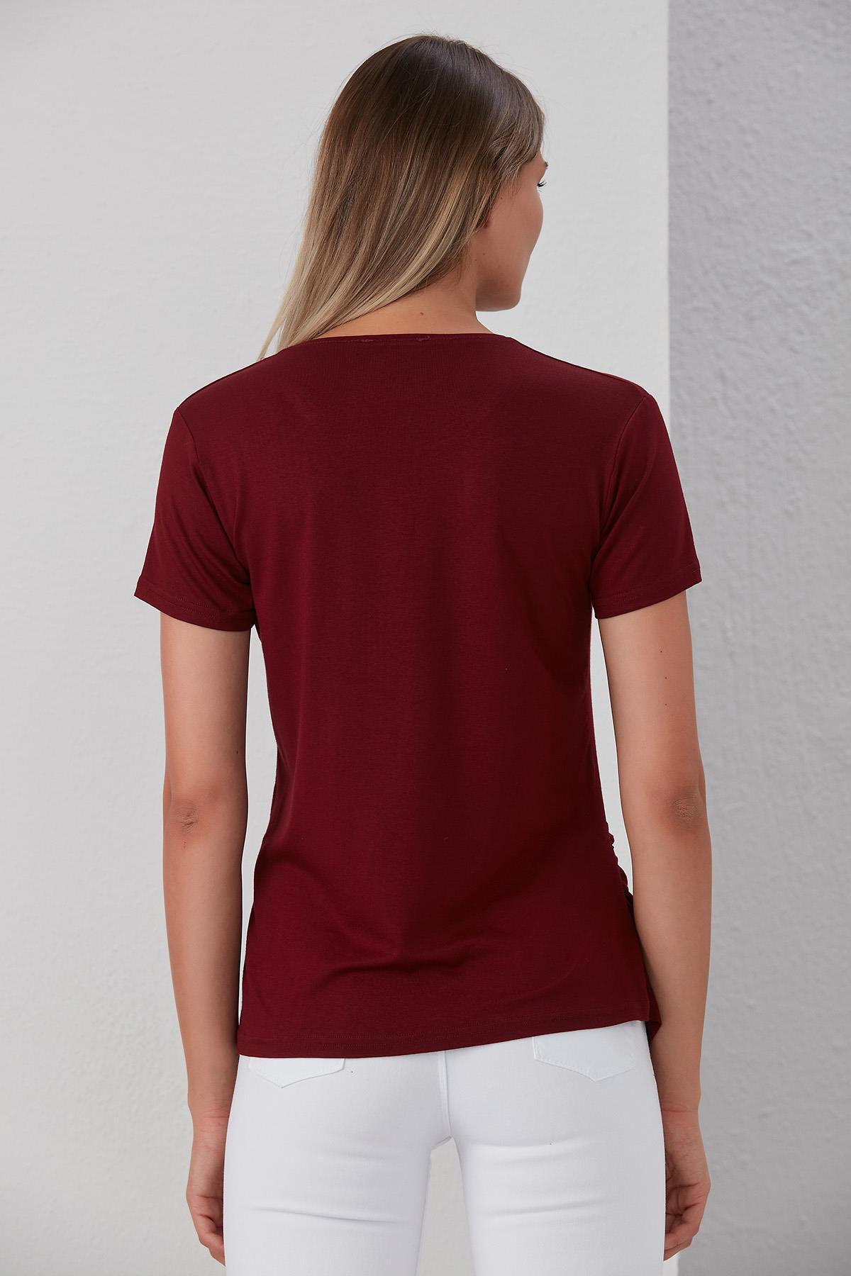 0788-viskon Körüklü Düz Hamile Kısa Kol T-shirt