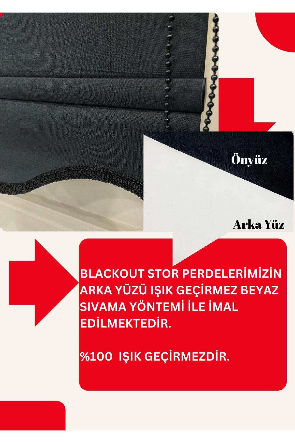 SİYAH ETEKLİ Blackout Karartma Stor Perde Yüksek Kalite % 100 Işık Geçirmez