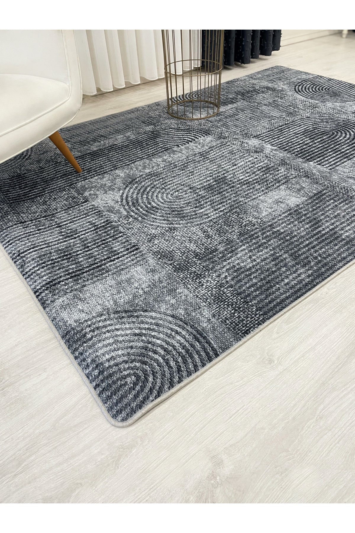Gri Jüt Görünümlü Modern Halı