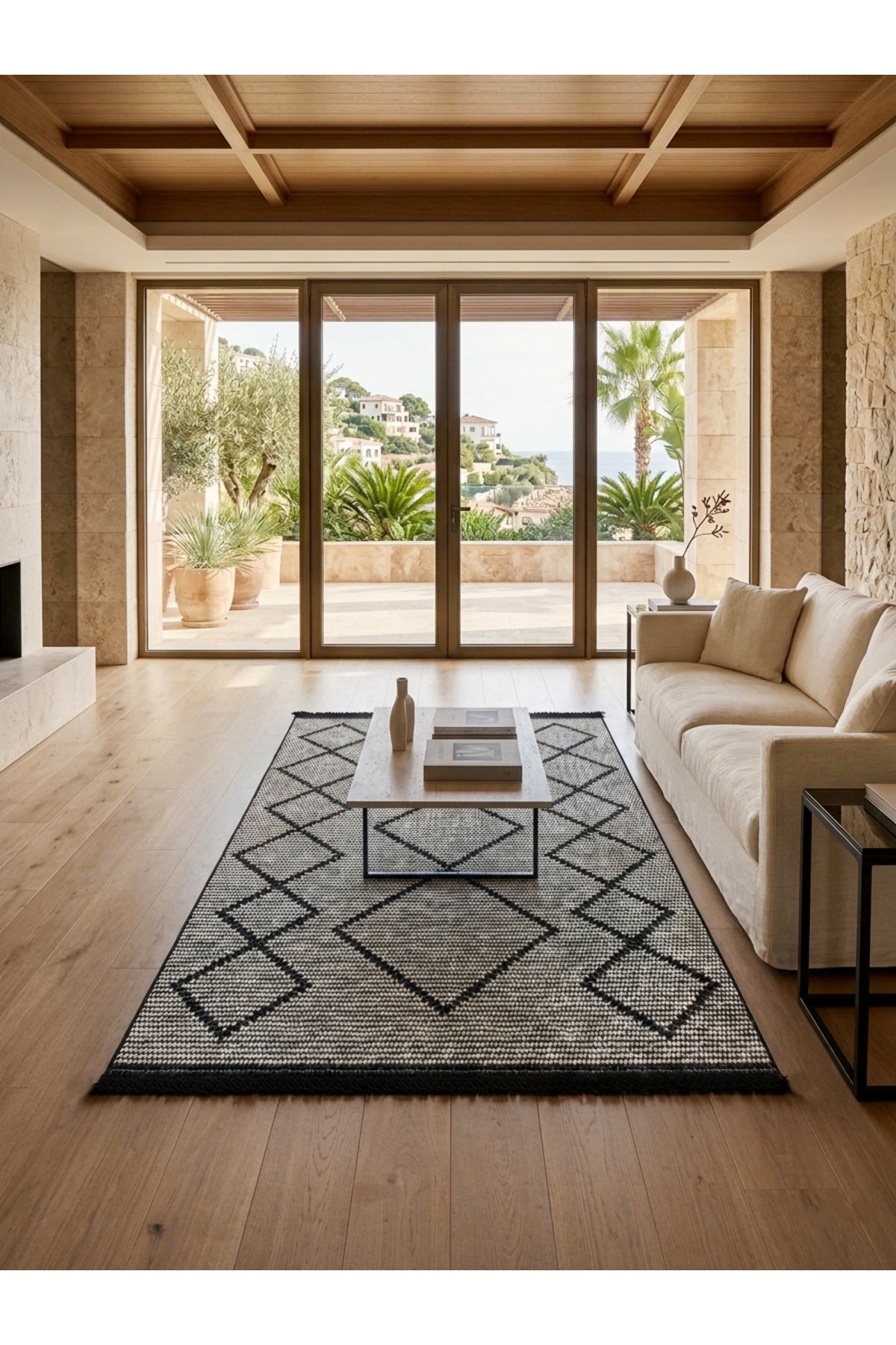 Geometrik Desen Lateks Taban Salon ve Yolluk Antre Halı