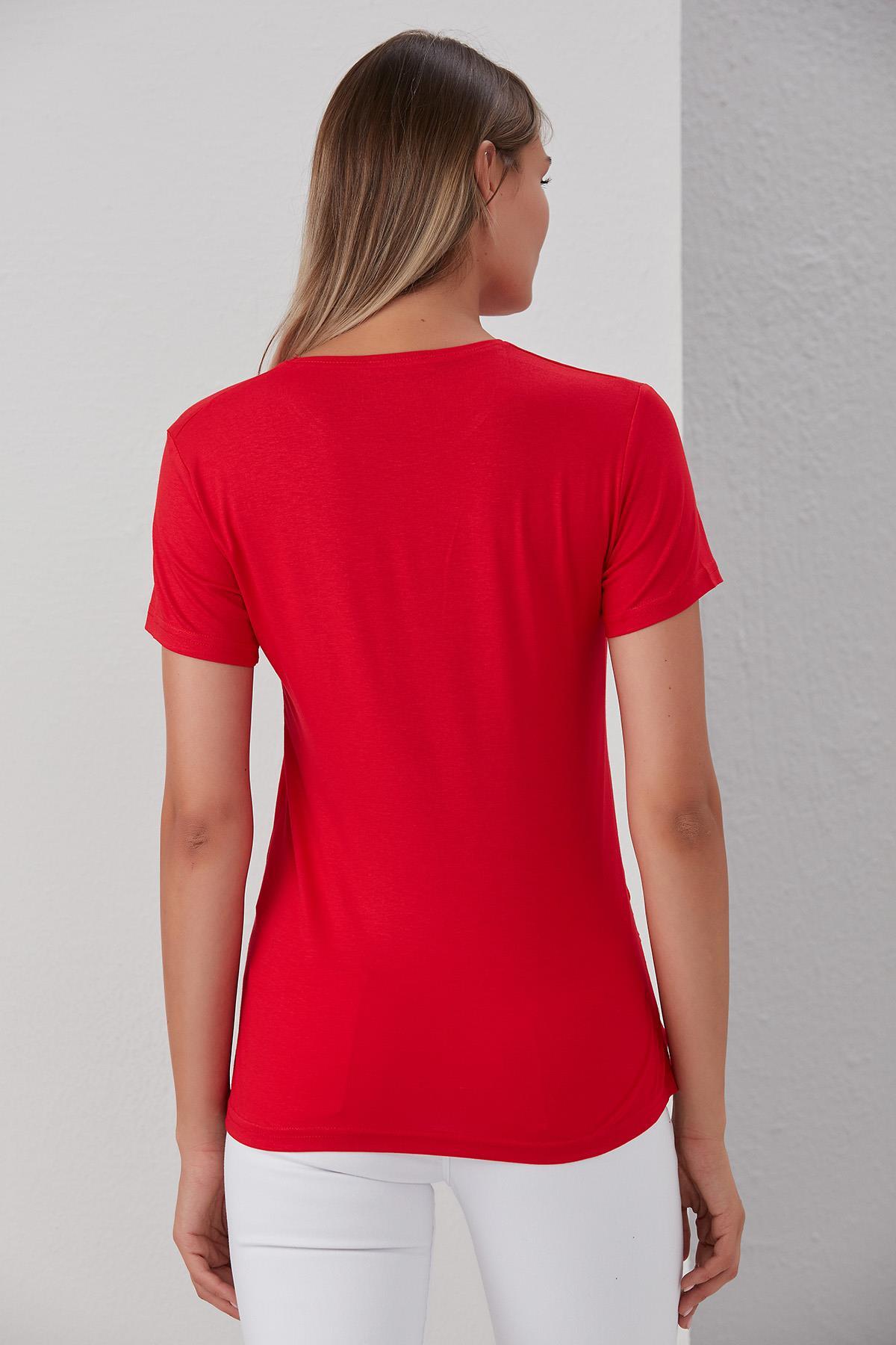 0788-viskon Körüklü Düz Hamile Kısa Kol T-shirt