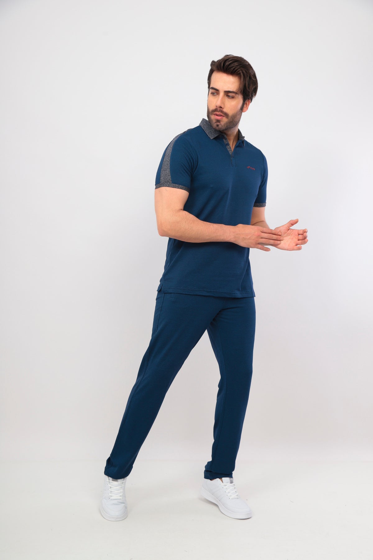 Erkek Royal Polo Yaka Tişört Takım Pamuklu Kısa Kollu Günlük Spor Set