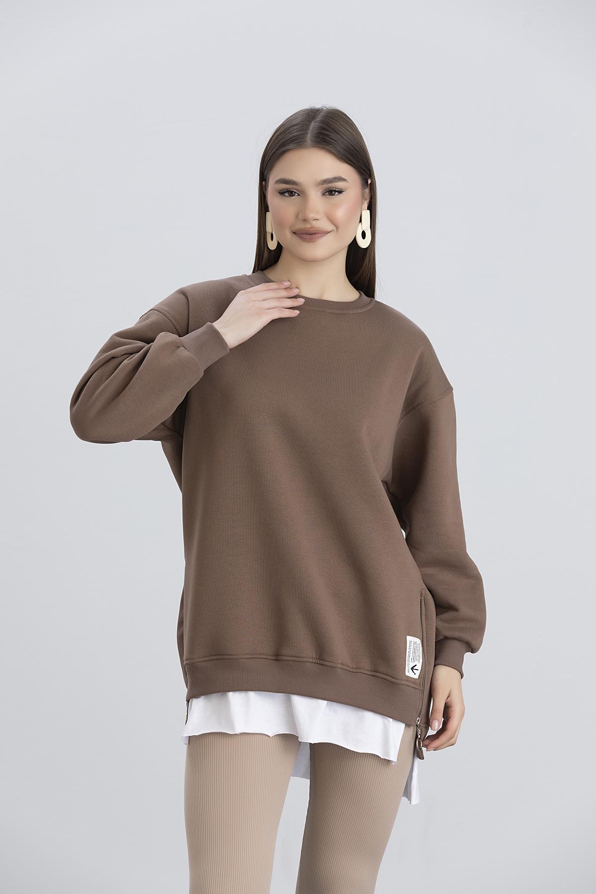 Işşil 7000-Üç İplik Penye Yünlü Kadın-Kız Sweatshirt