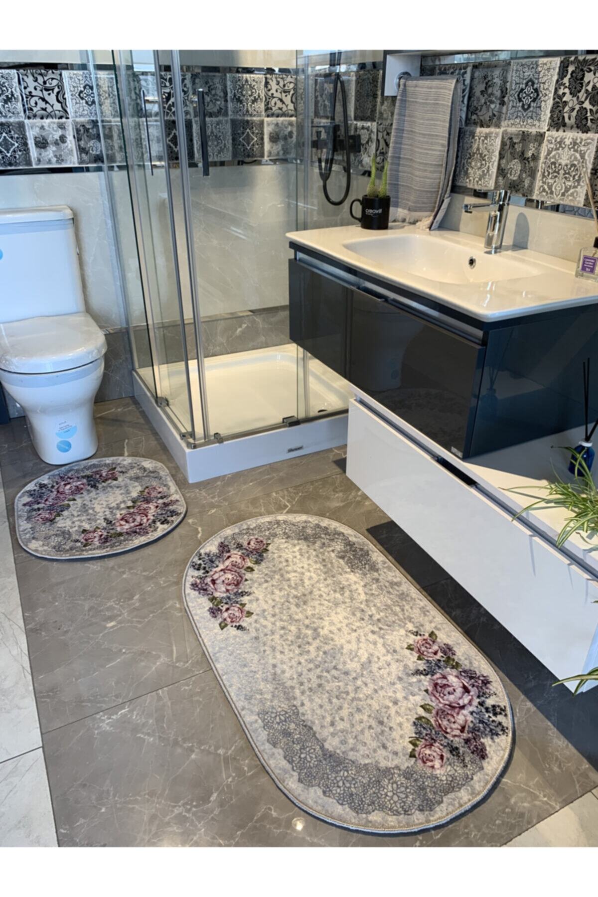 Lizbon Model 2'li Lateks Taban Banyo Paspas Takımı (60X100 - 60X50)