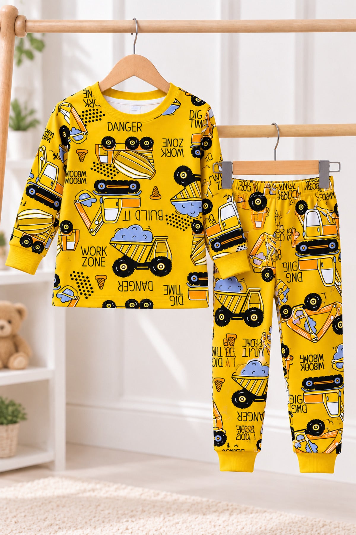 Erkek çocuk %100 pamuklu uzun kollu Pijama takımı