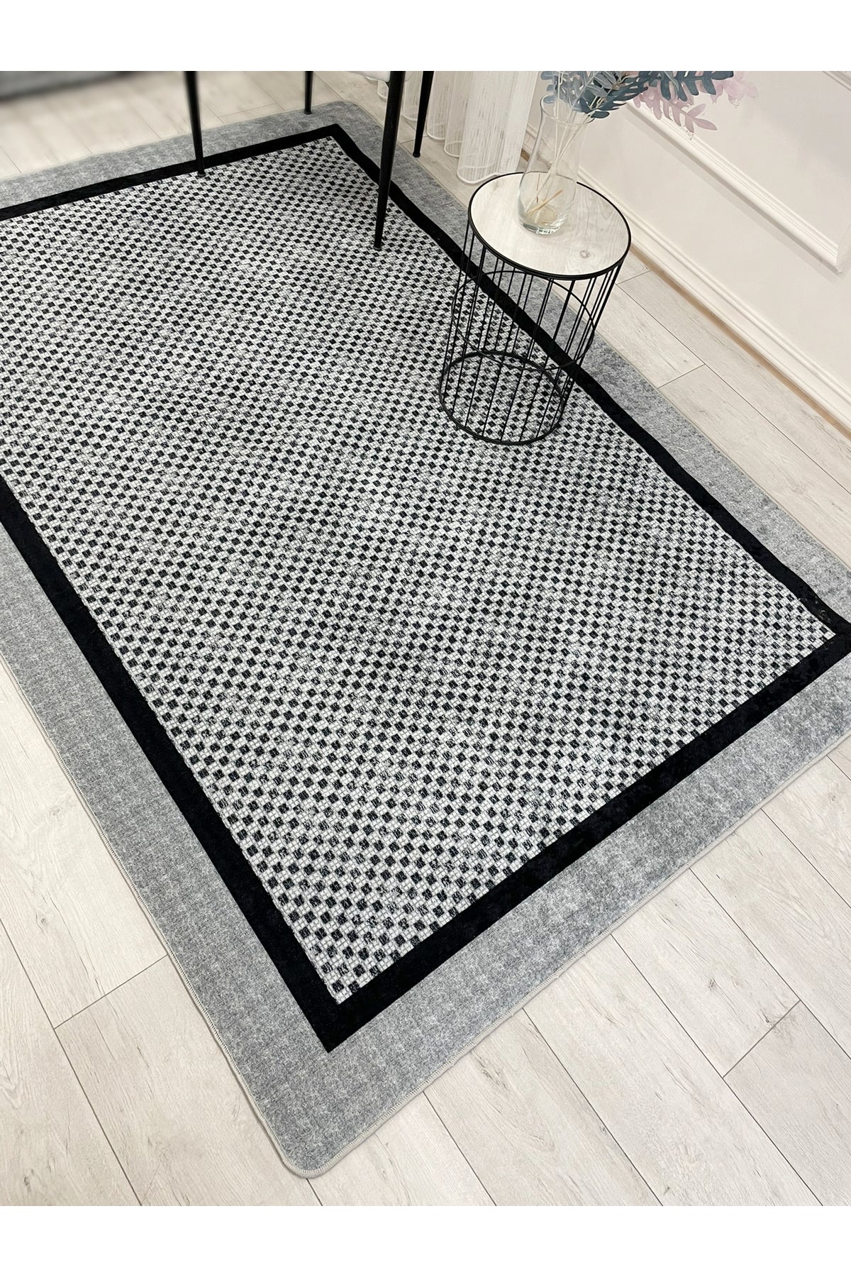 GRİ Jüt Sisal Görünüm Bordürlü Kaymaz Taban Yolluk Mutfak Halı