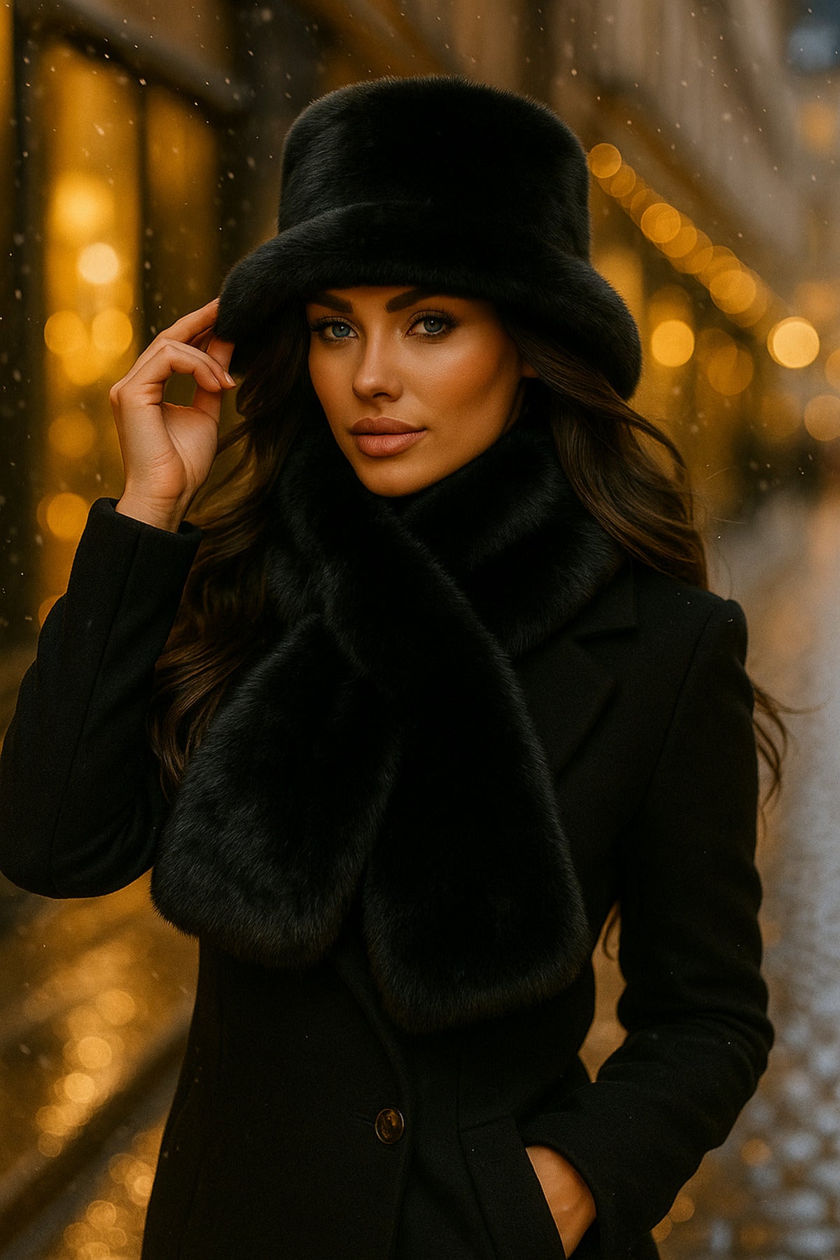 İthal Beyaz Peluş Eldiven Kulaklık Set