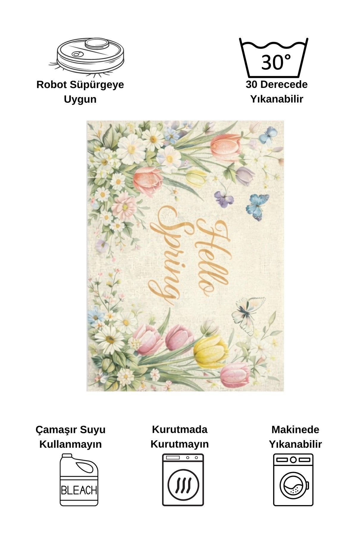 Dekoratif Hello Yazılı Kapı Önü Paspası (Ebat 50x70)