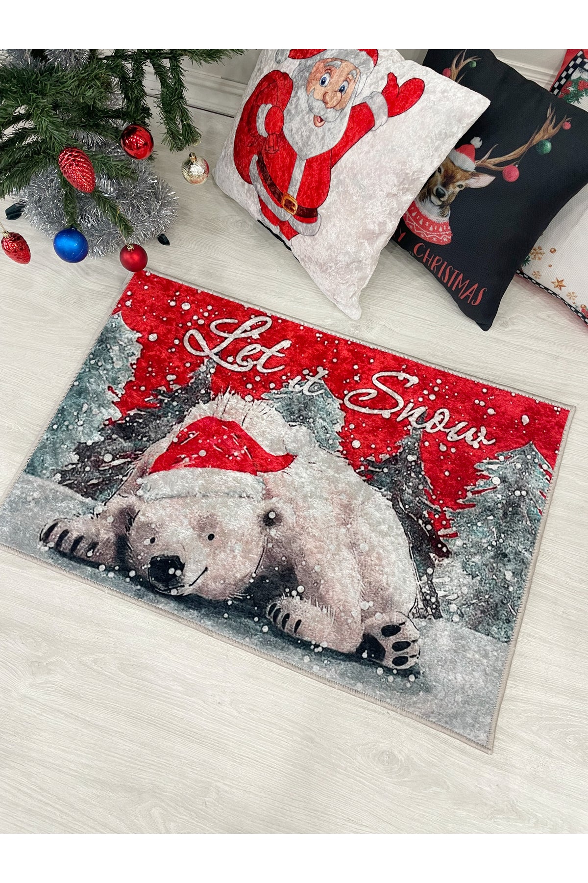 Yılbaşı Sevimli Bear Paspas  Ölçü 60x90