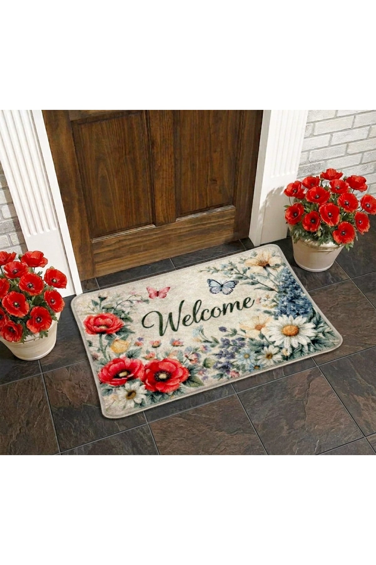 Dekoratif Welcome Yazılı Kapı Önü Paspası (Ebat 50x70)