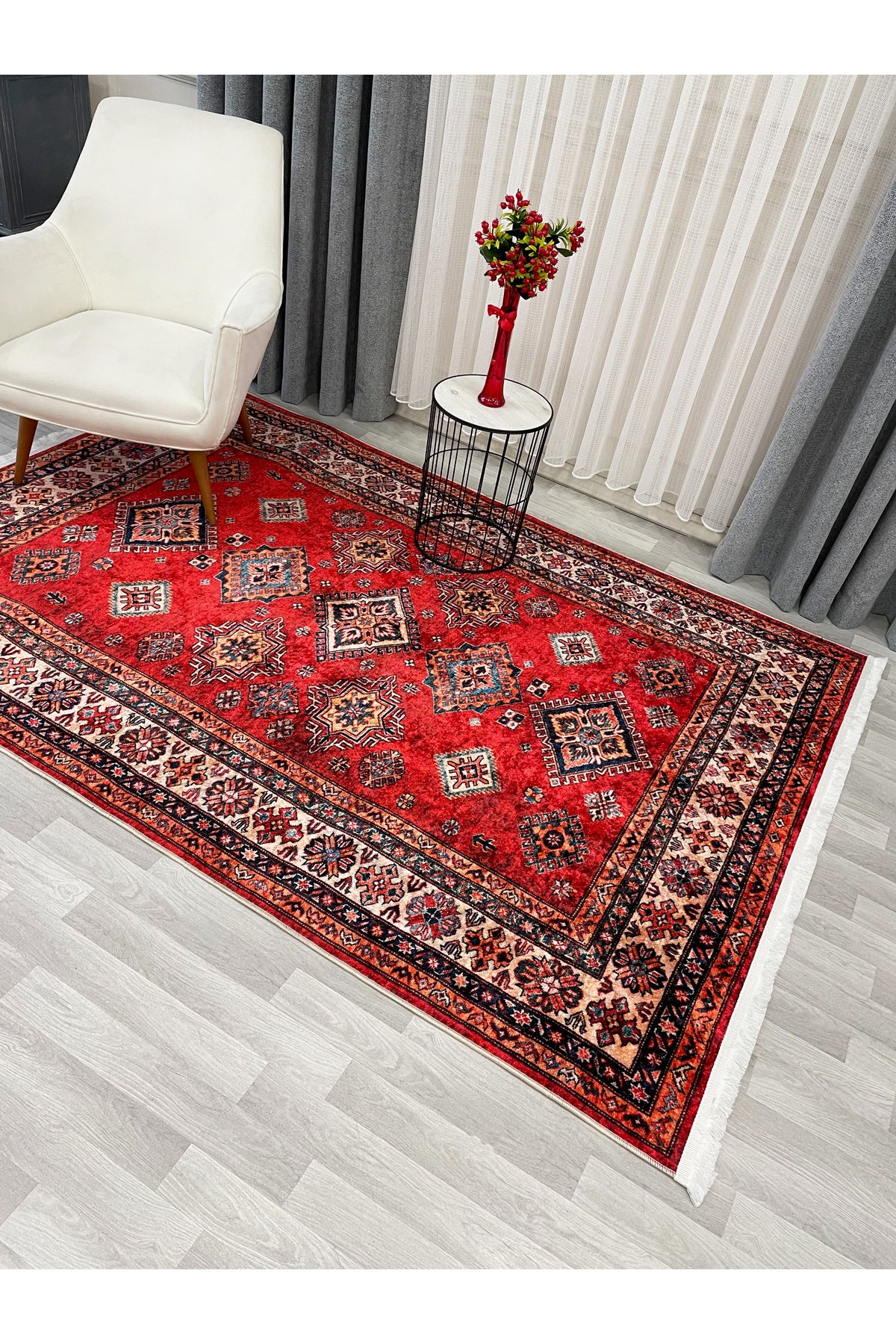 Kilim Motifli SAÇAKLI Klasik Kaymaz Taban Halı