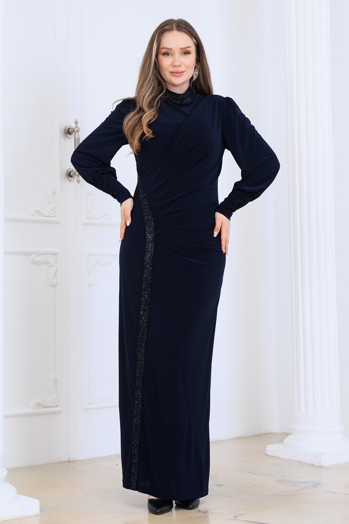 Eleni̇ Taşli Tesettür Abi̇ye Elbi̇se