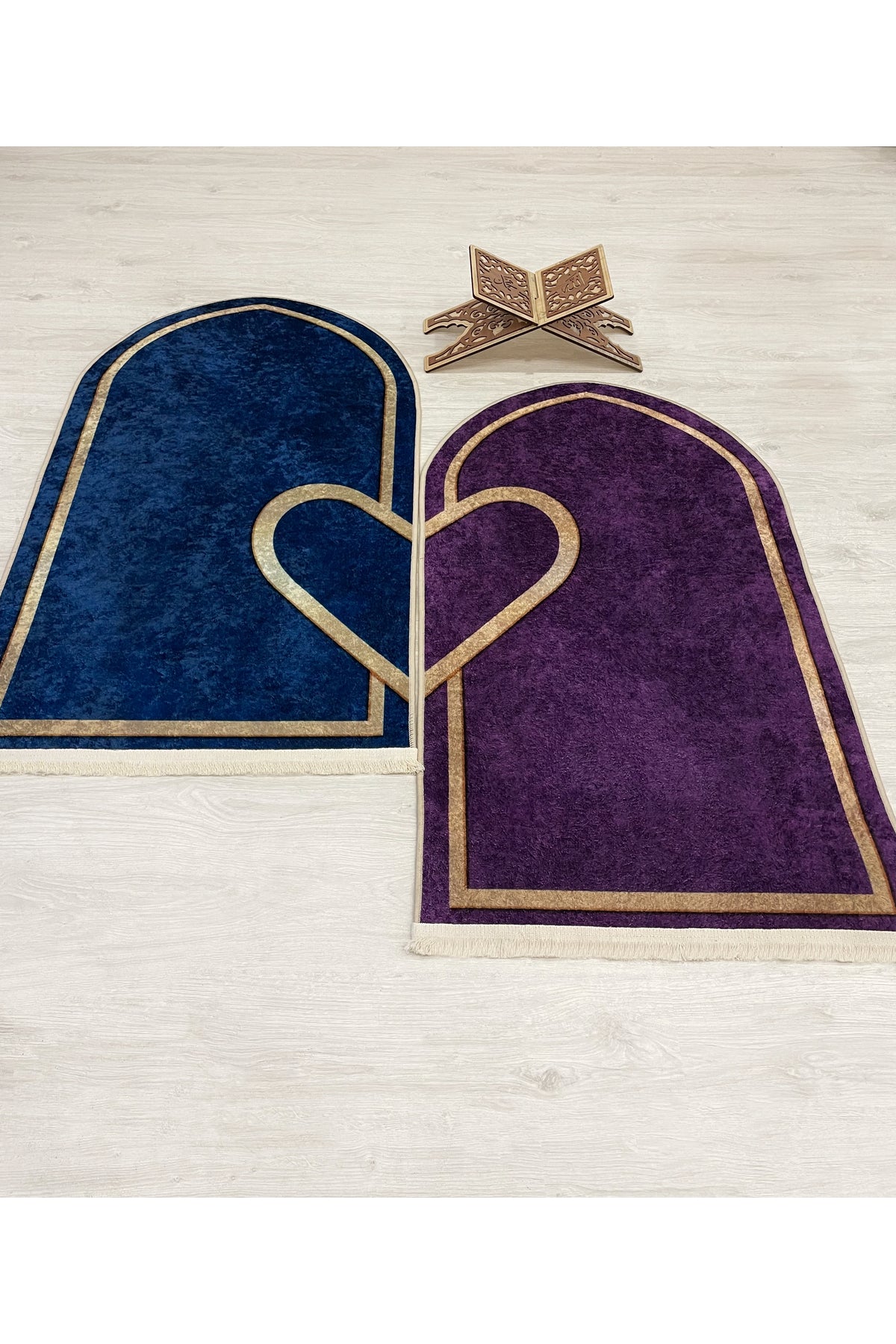 2 li Çift Seccadesi Ebat 75x125 SİYAH - MOR