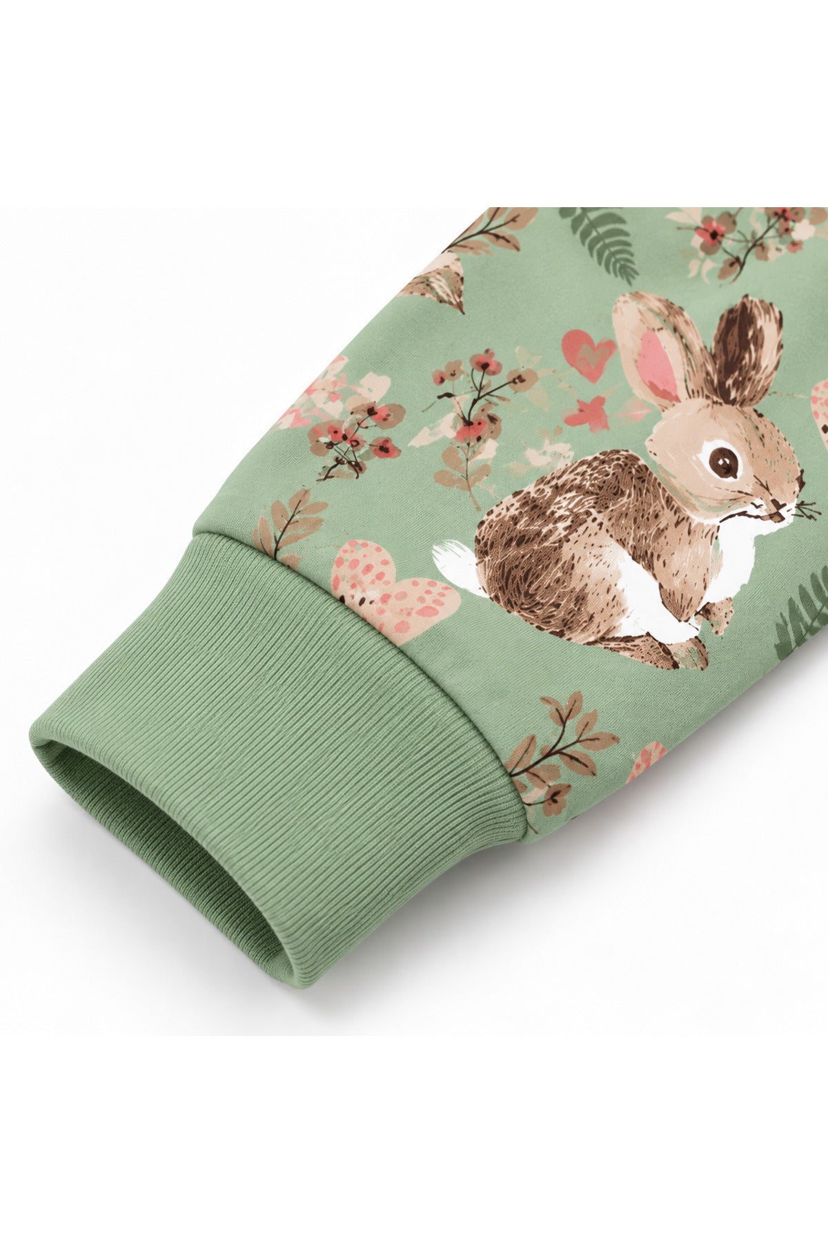 Kız çocuk %100 pamuklu sevimli tavşan desenli yumuşacık uzun kollu pijama takımı