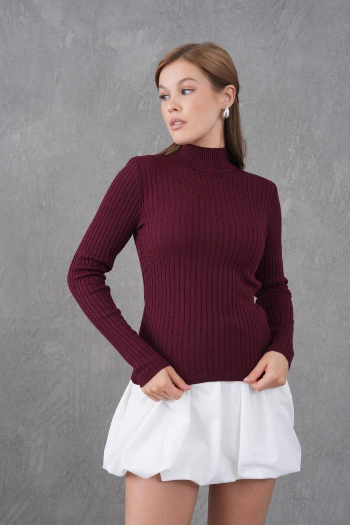 15861-Yarım Balıkçı Yaka Esnek Triko Body
