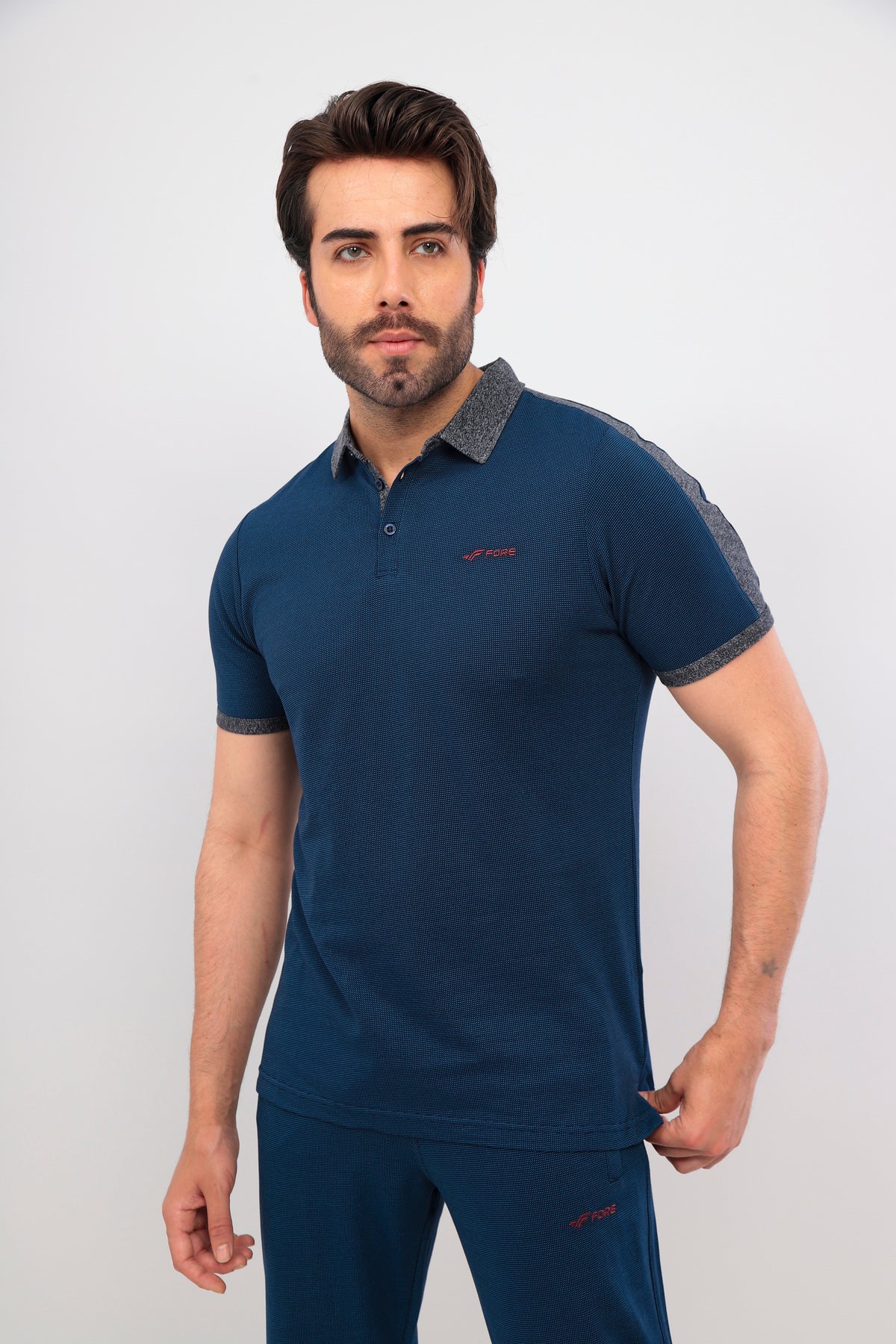 Erkek Royal Polo Yaka Tişört Takım Pamuklu Kısa Kollu Günlük Spor Set