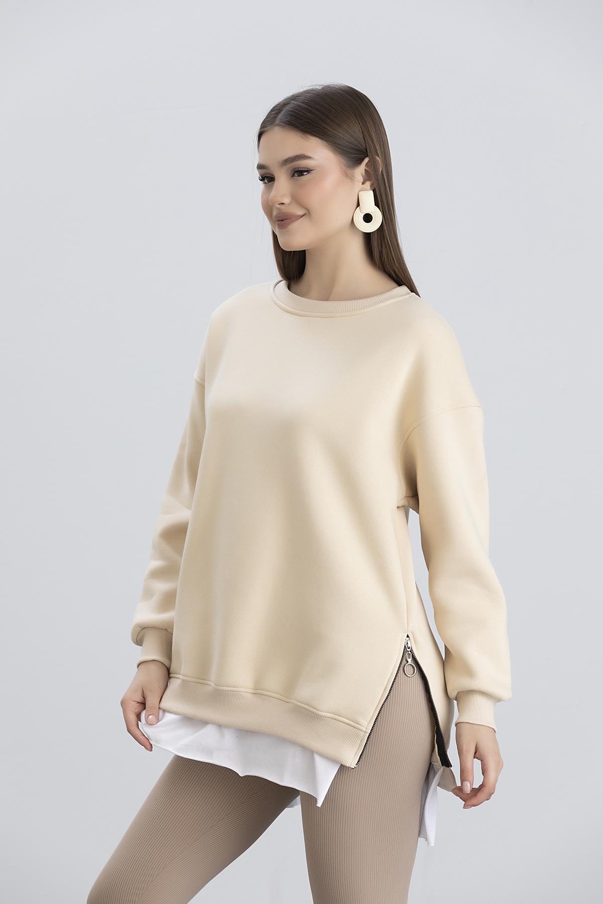 Işşil 7000-Üç İplik Penye Yünlü Kadın-Kız Sweatshirt