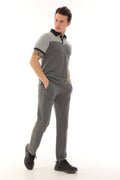 Men's Anthracite Melange Polo Collar T-shirt Set