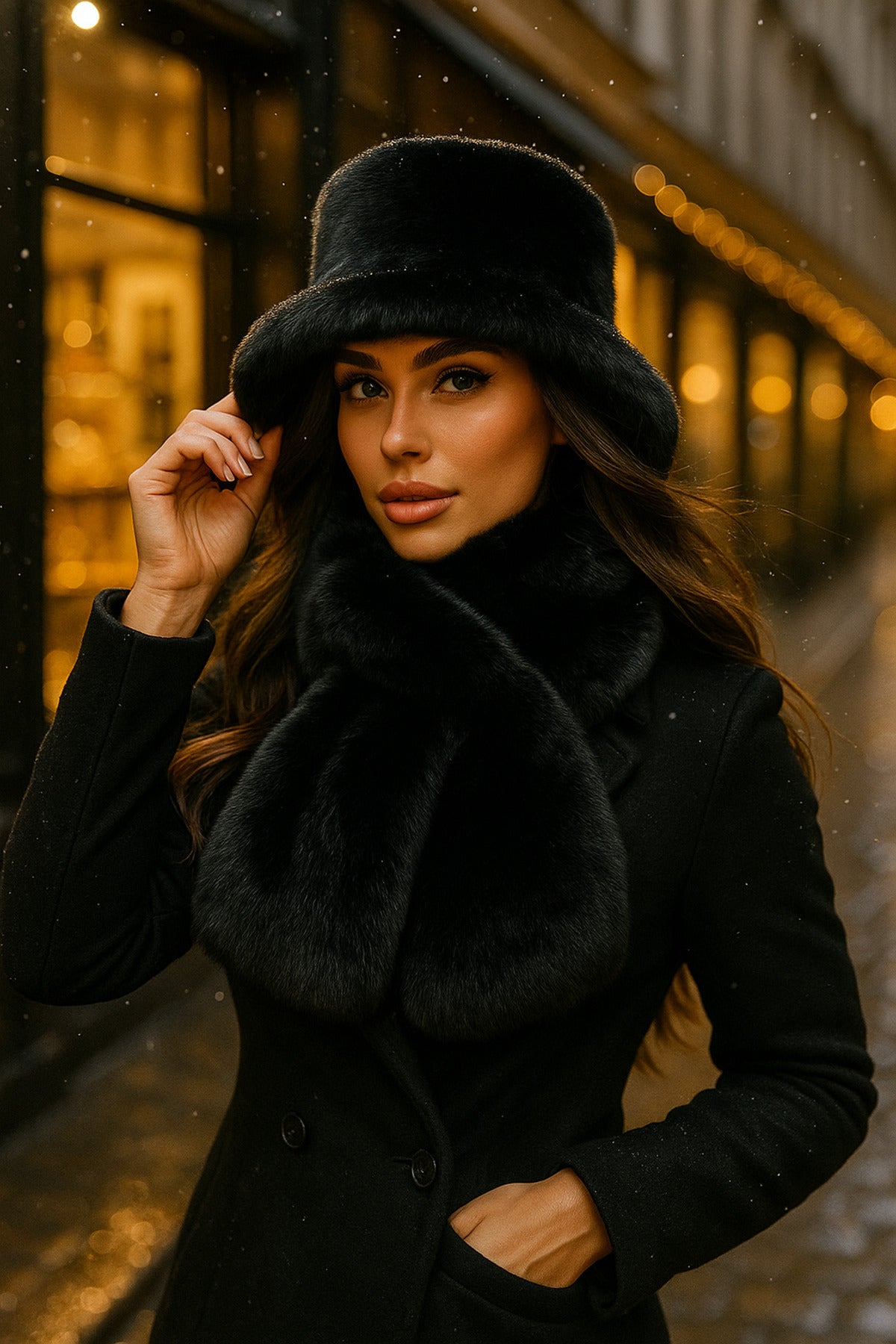 İthal Beyaz Peluş Eldiven Kulaklık Set