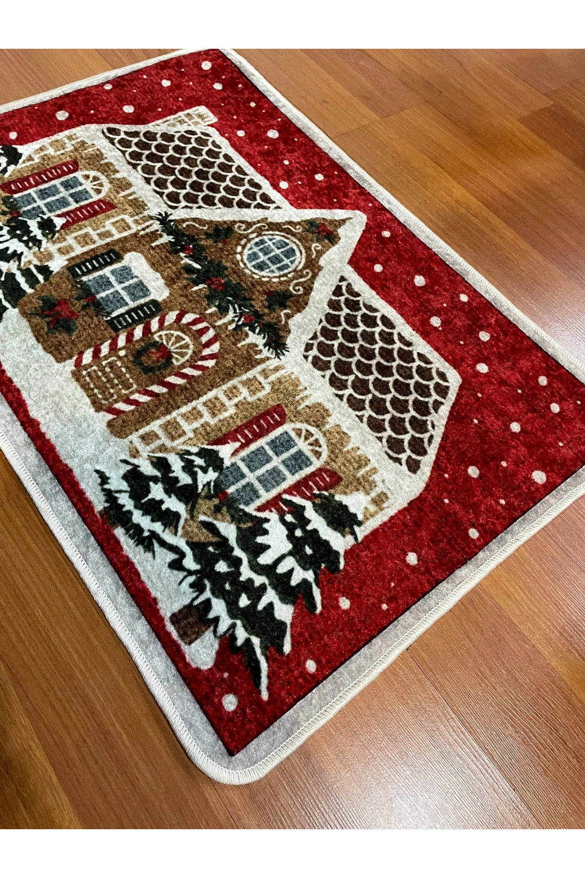 Yılbaşı Temalı Kapıönü Ağaç Altı Paspası Kırmızı (60x90)
