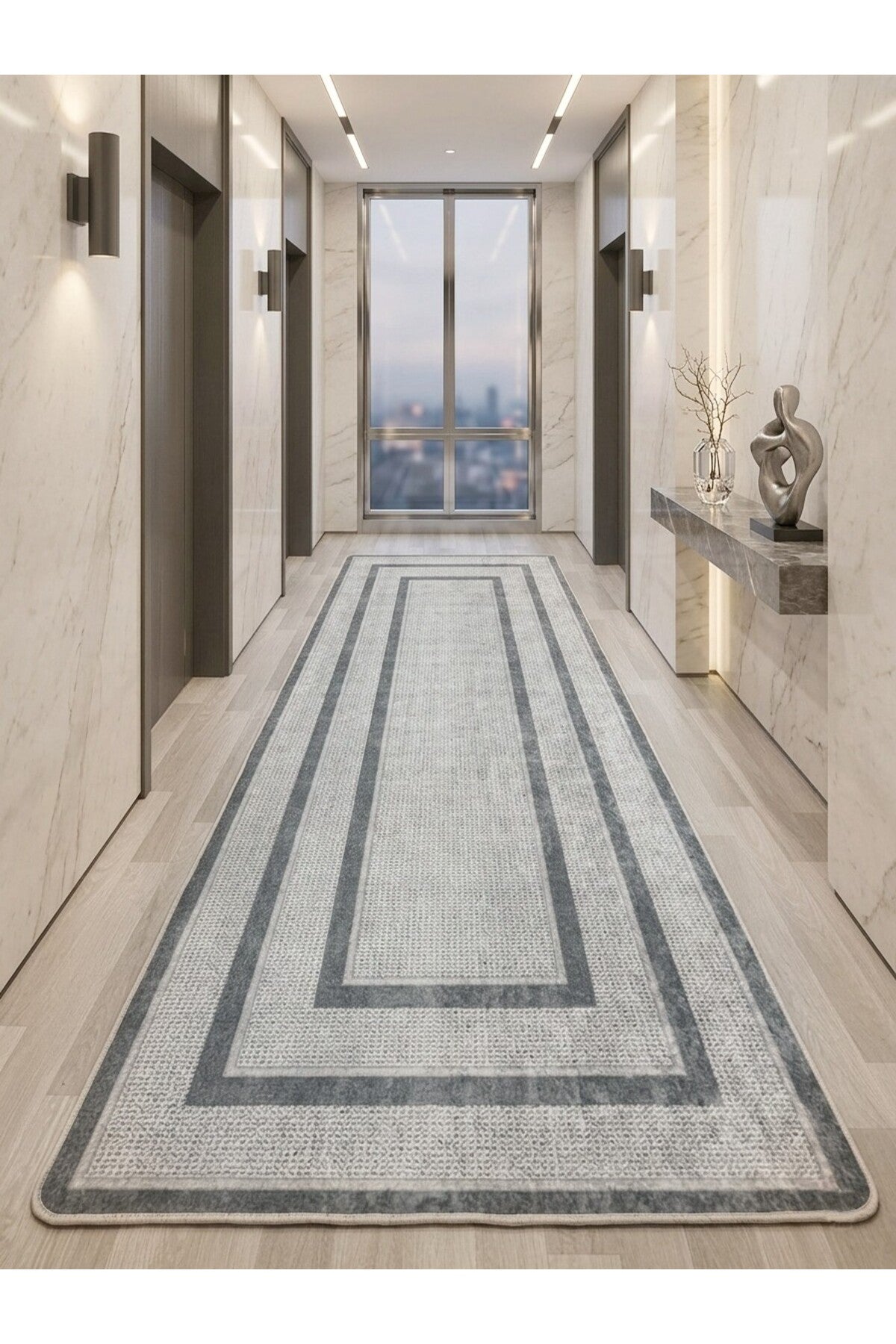 Hasır Jüt Sisal Görünümlü Bordürlü Modern Salon Yolluk Antre Halı
