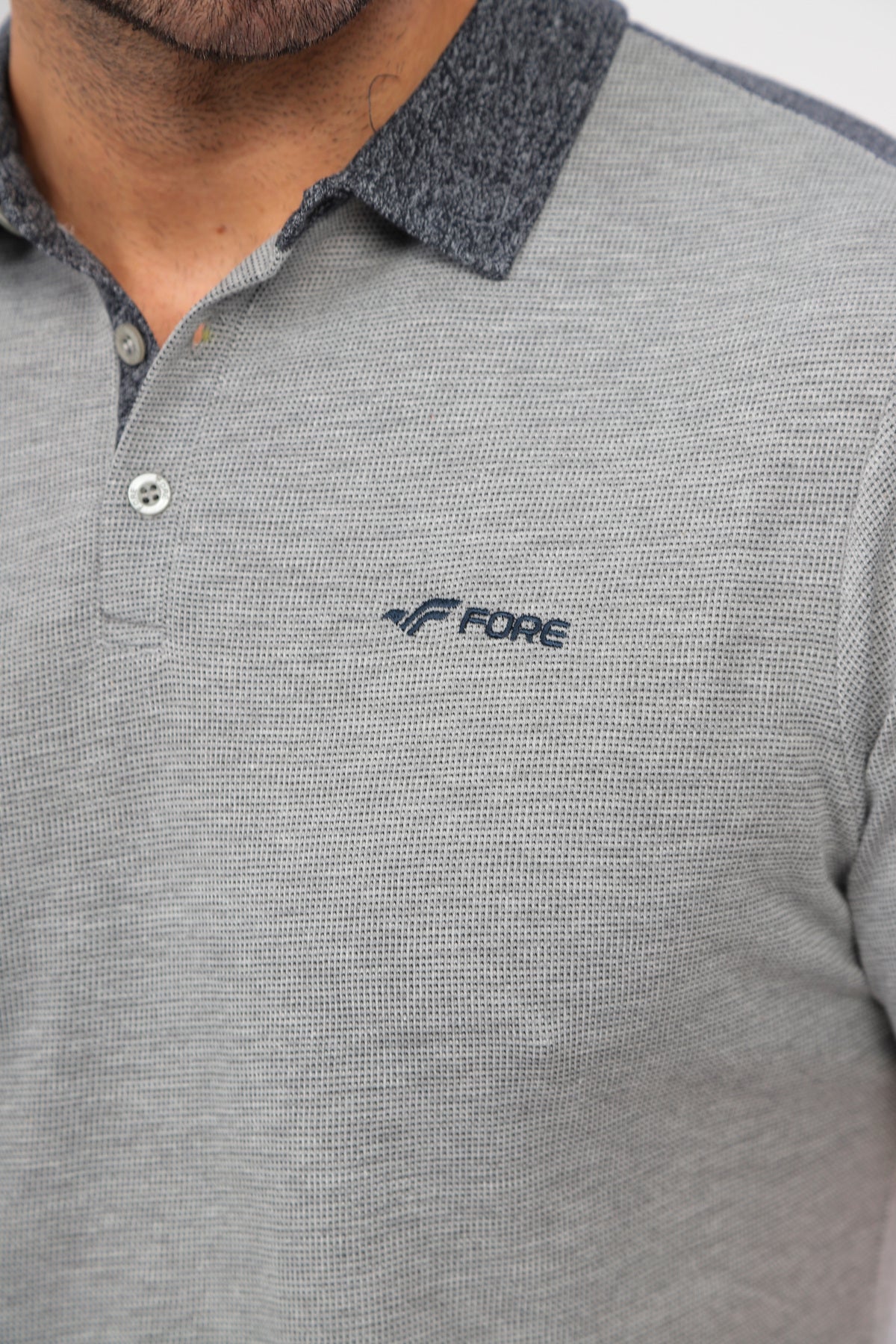 Erkek GriMelanj Polo Yaka T-shirt Takım
