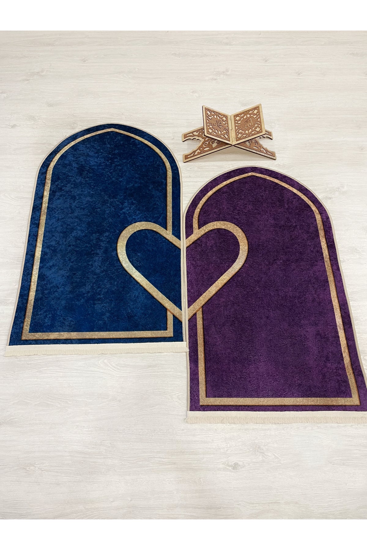 2 li Çift Seccadesi Ebat 75x125 SİYAH - MOR