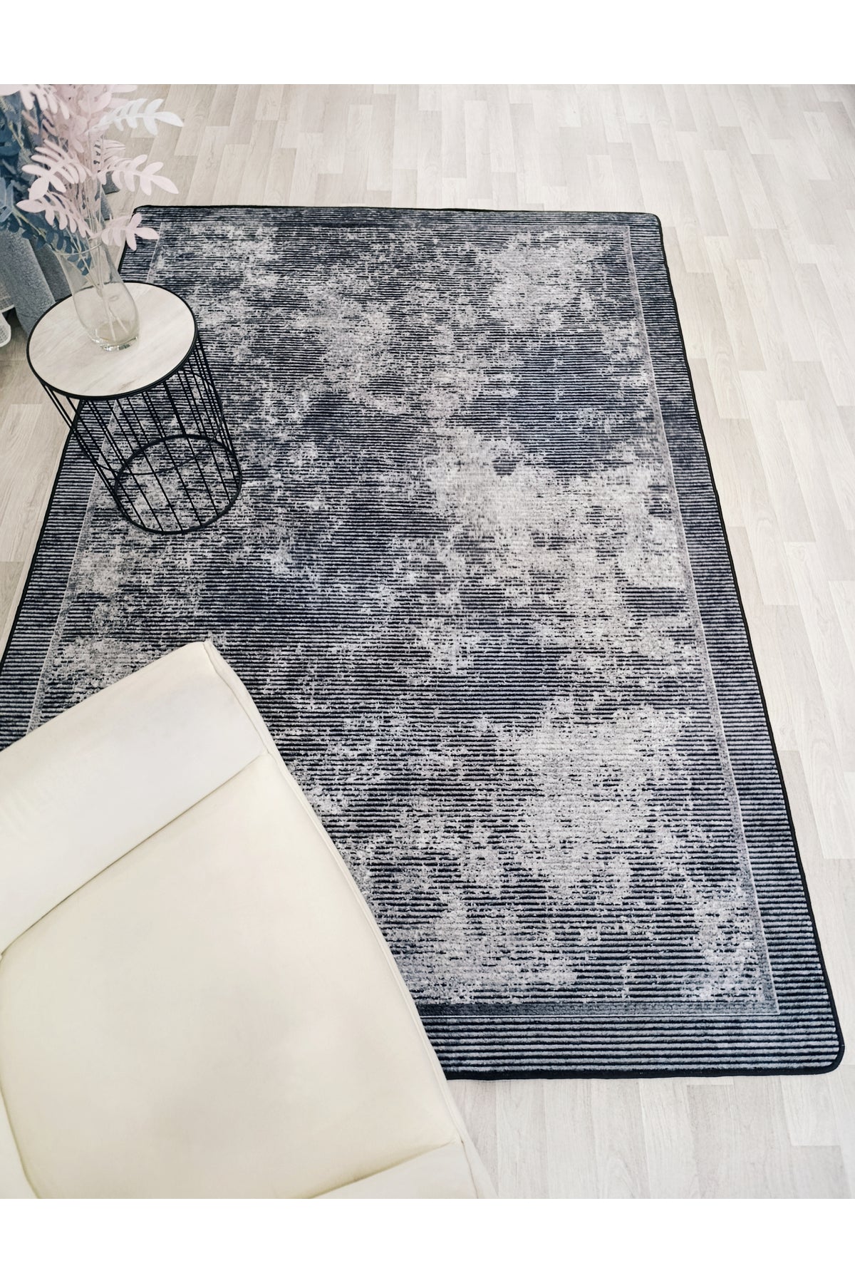 Vizon Kahverengi Geometrik Desen Kaymaz Taban Yolluk Halı