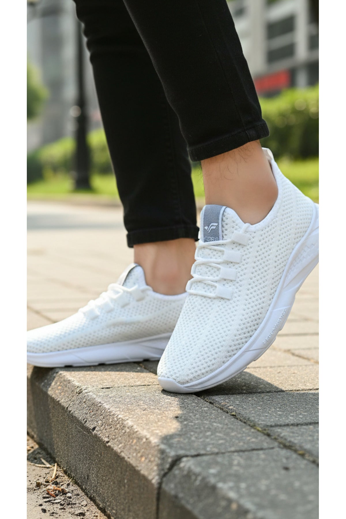Unisex Beyaz Triko Fileli Spor Ayakkabı - Hafif Tabanlı, Günlük Yürüyüş ve Koşu Ayakkabısı