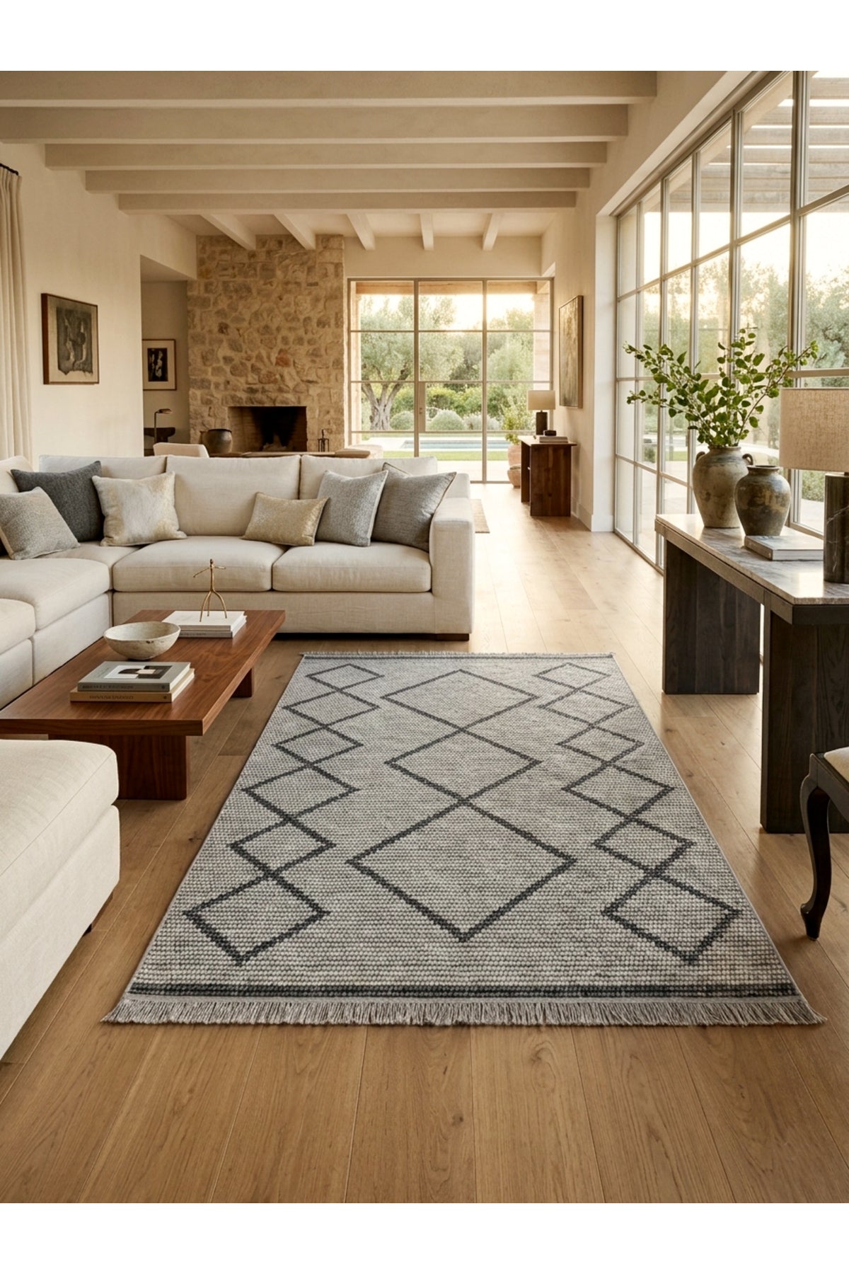 Geometrik Desen Lateks Taban Salon ve Yolluk Antre Halı