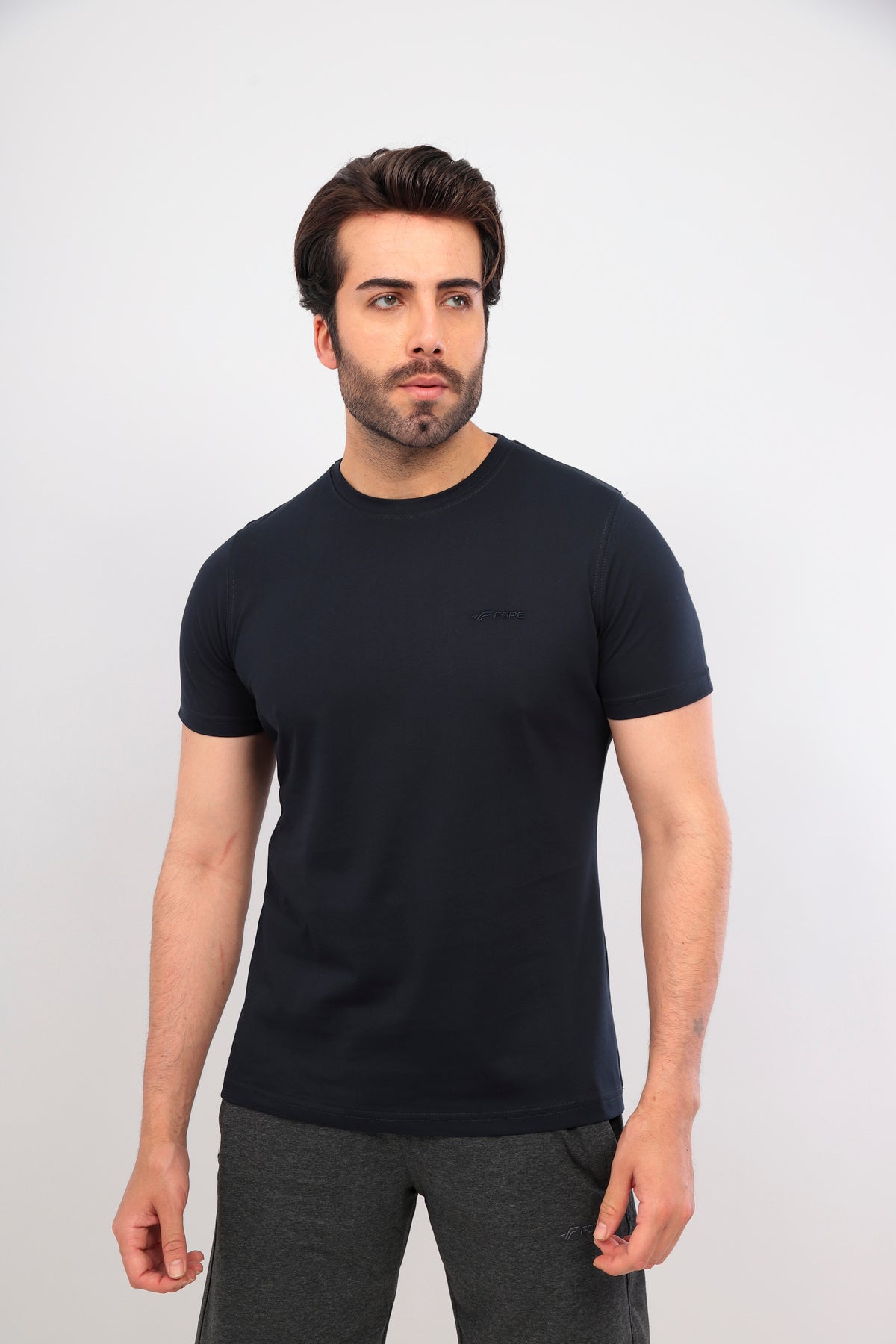 Erkek Lacivert Bisiklet Yaka T-shirt