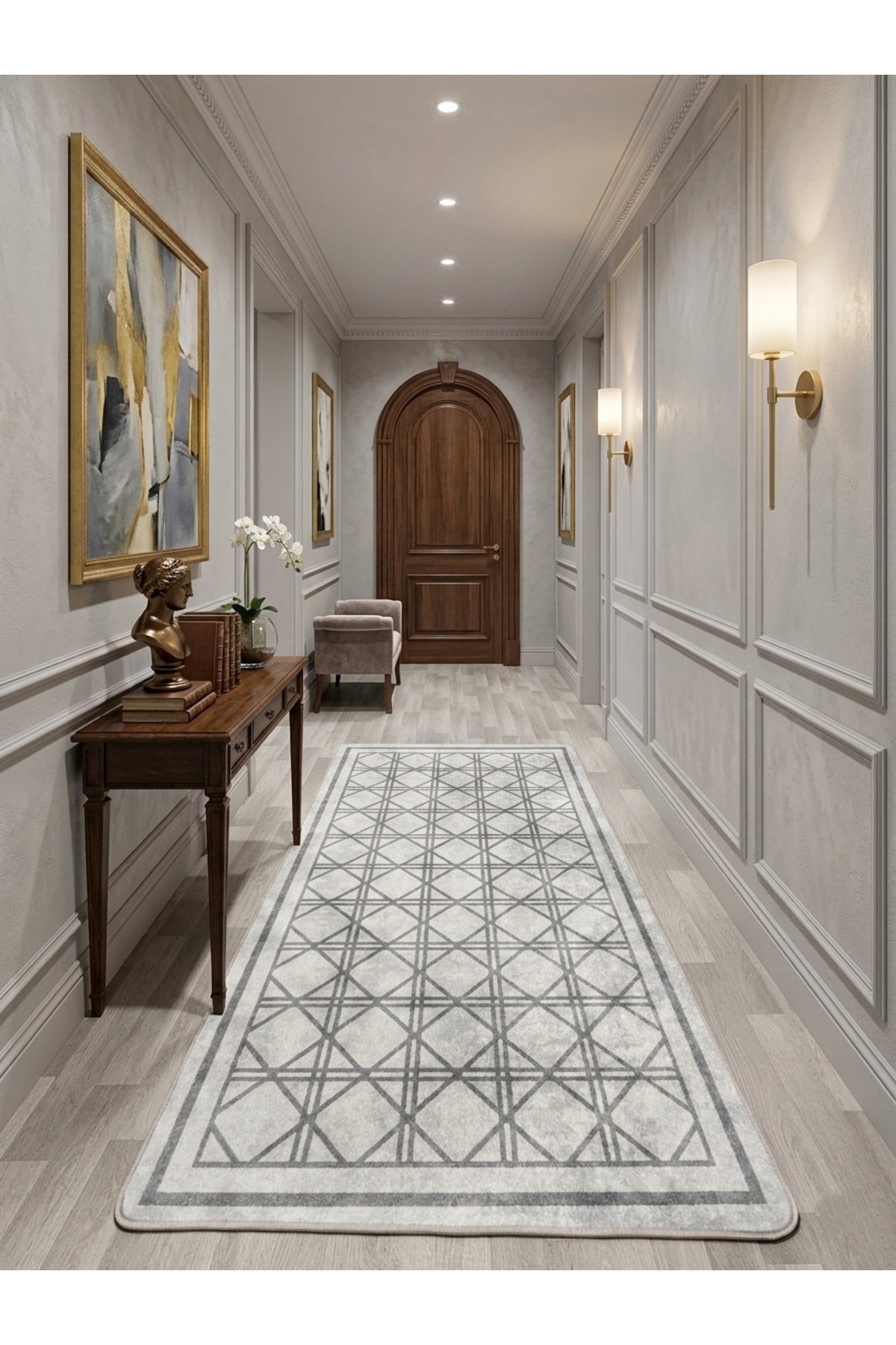 Geometrik Desen Lateks Taban Salon ve Yolluk Antre Halı