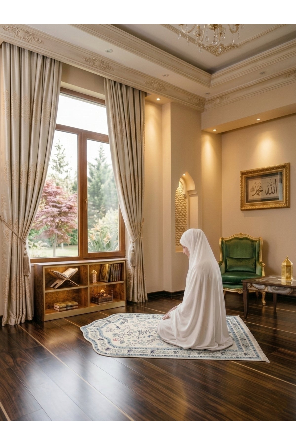 Modern Çiçekli Medine Seccade 80x140