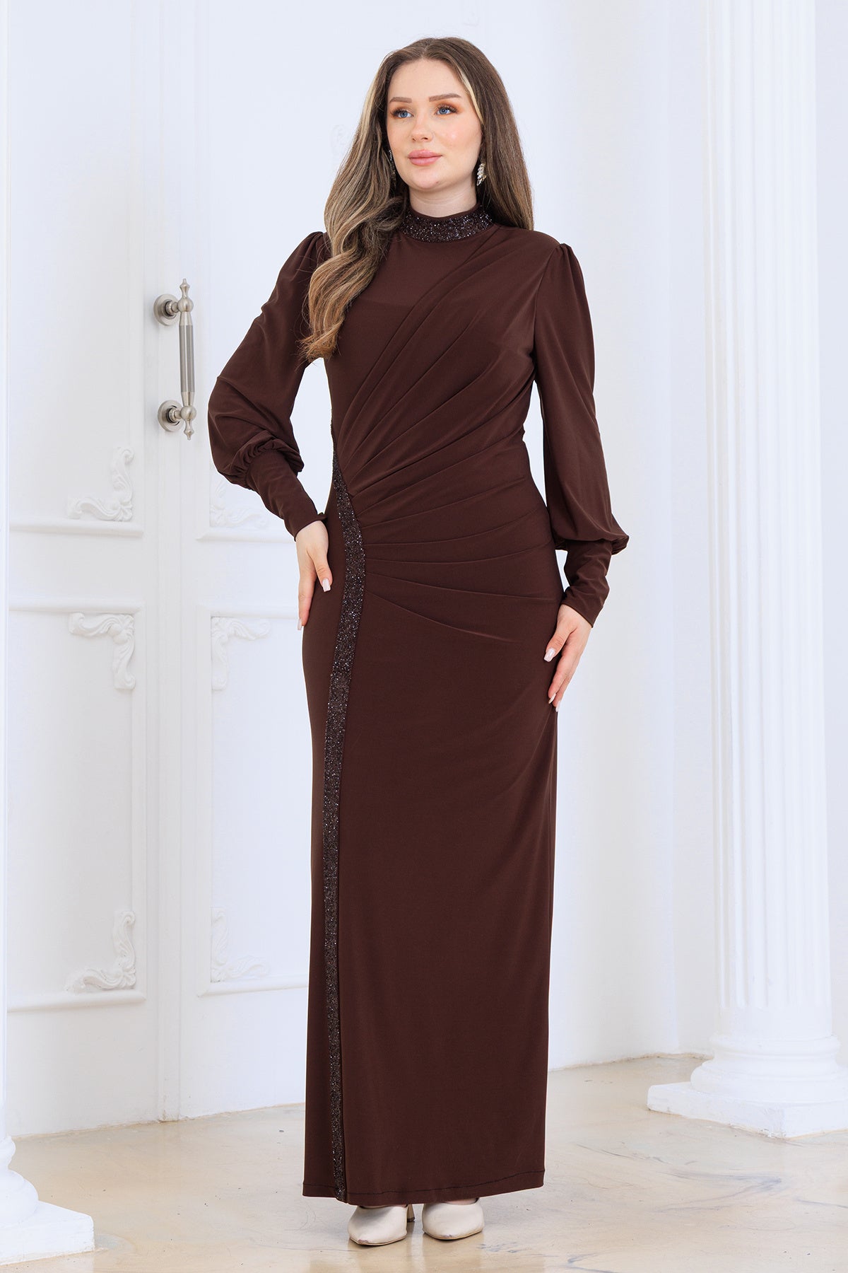 Eleni̇ Taşli Tesettür Abi̇ye Elbi̇se