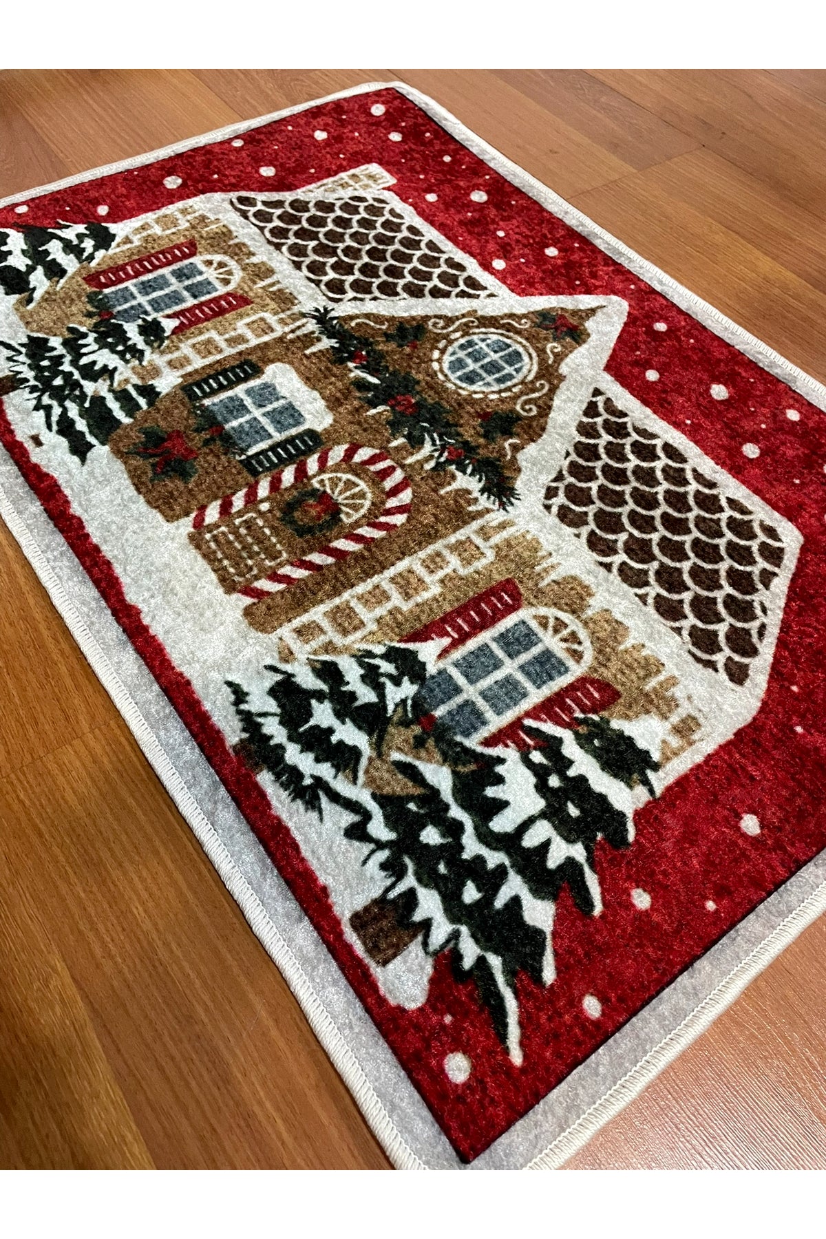 Yılbaşı Temalı Kapıönü Ağaç Altı Paspası Kırmızı (60x90)