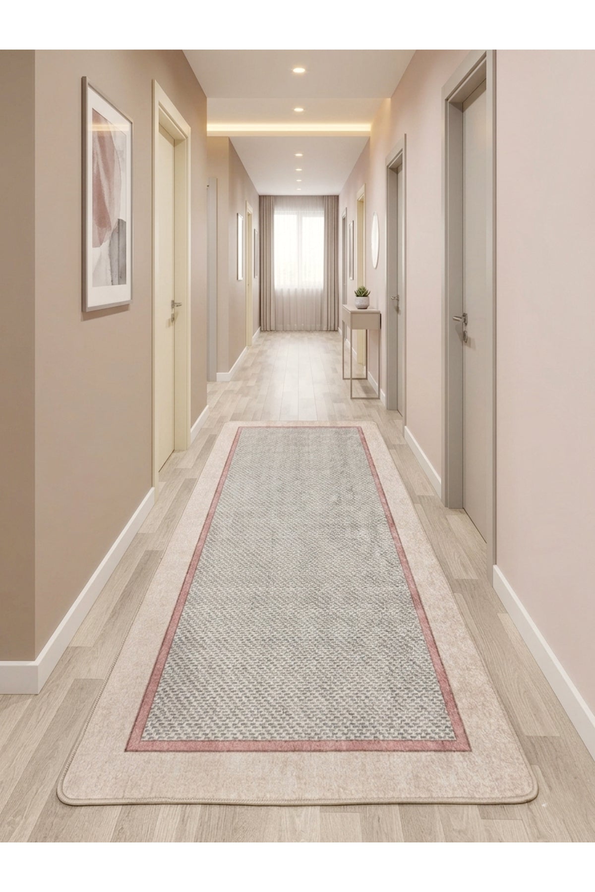 Hasır Jüt Sisal Görünümlü Bordürlü Lateks Taban Salon ve Yolluk Antre Halı