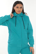 Women's Plus Size Emerald Zippered 3-Ply Brushed Hooded Soft Tracksuit Set