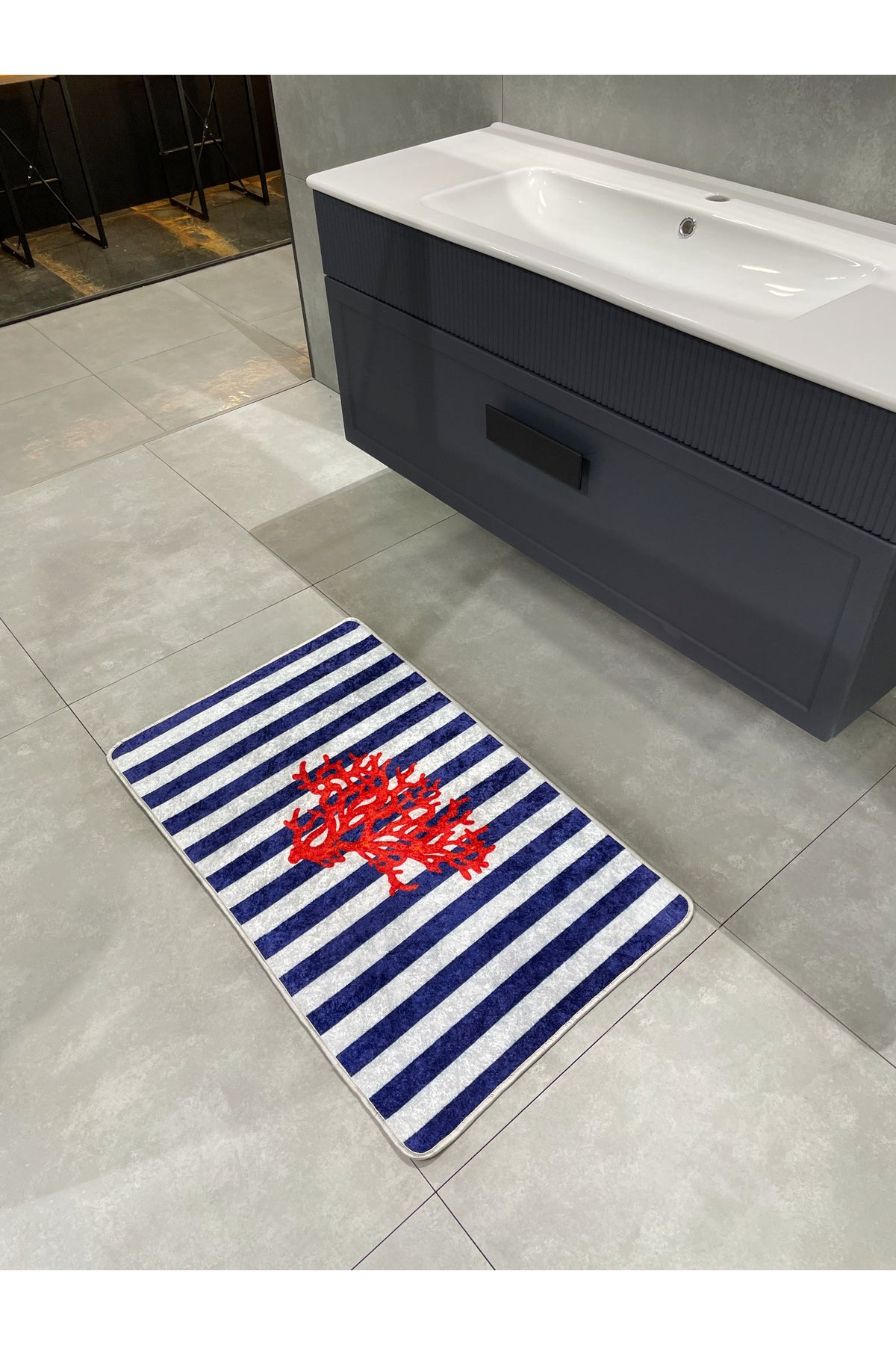 Mercan Tekli Lateks Taban Banyo Paspas Takımı 80x120