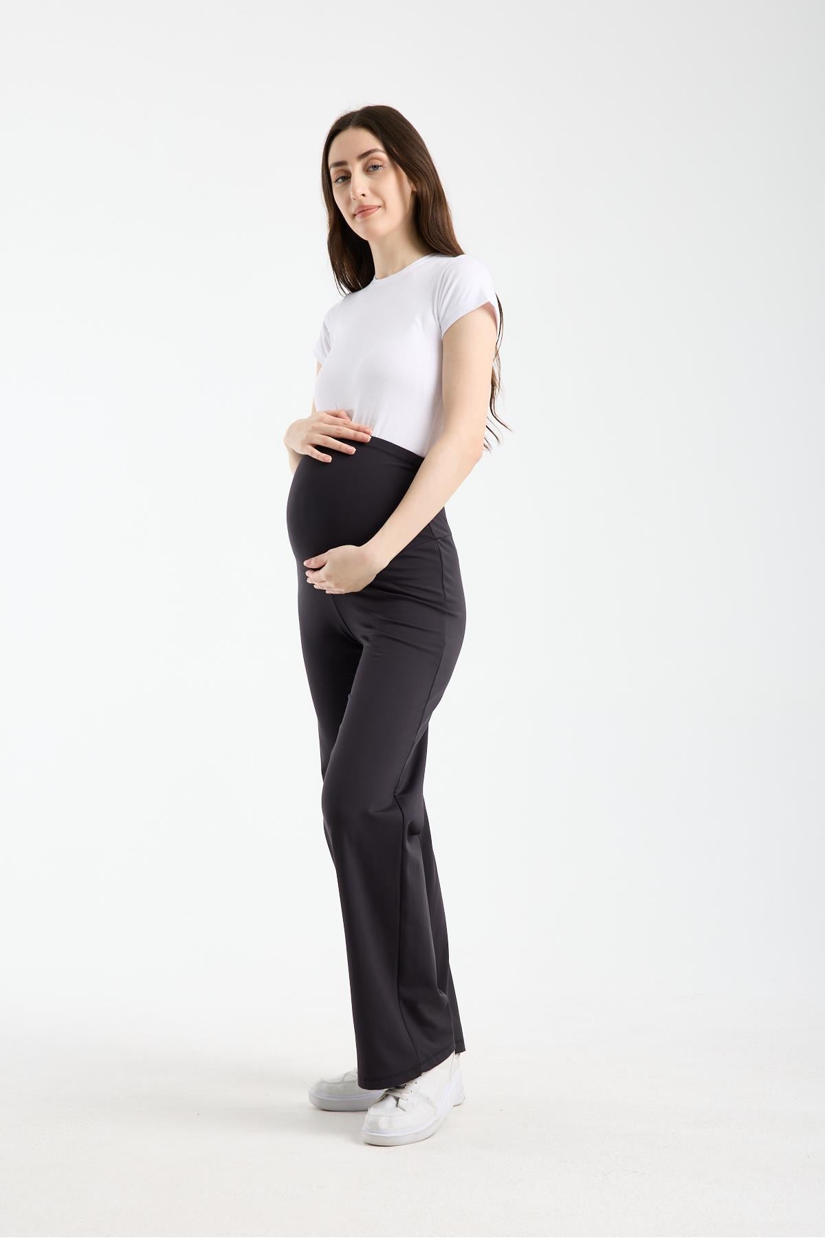 4566-Esnek Penye Yünlü ComfortLux Hamile Düz Pantolon