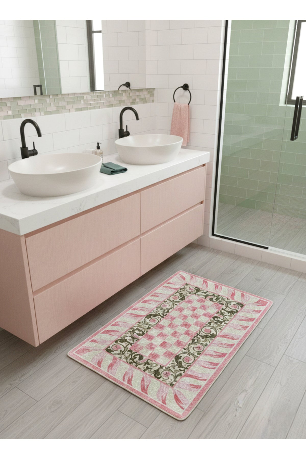 Çiçek Desen Pembe Renk - Banyo Papası (80 x 120)