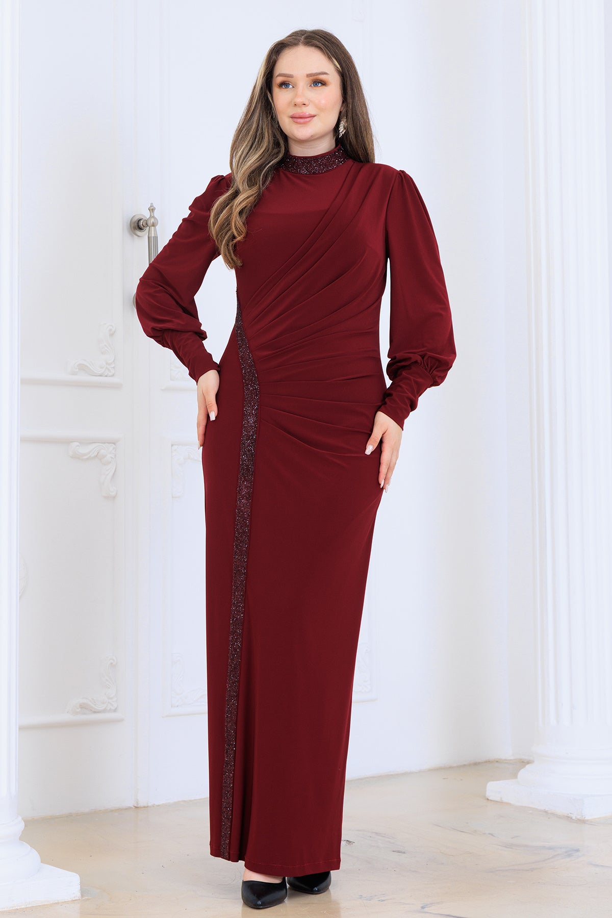 Eleni̇ Taşli Tesettür Abi̇ye Elbi̇se