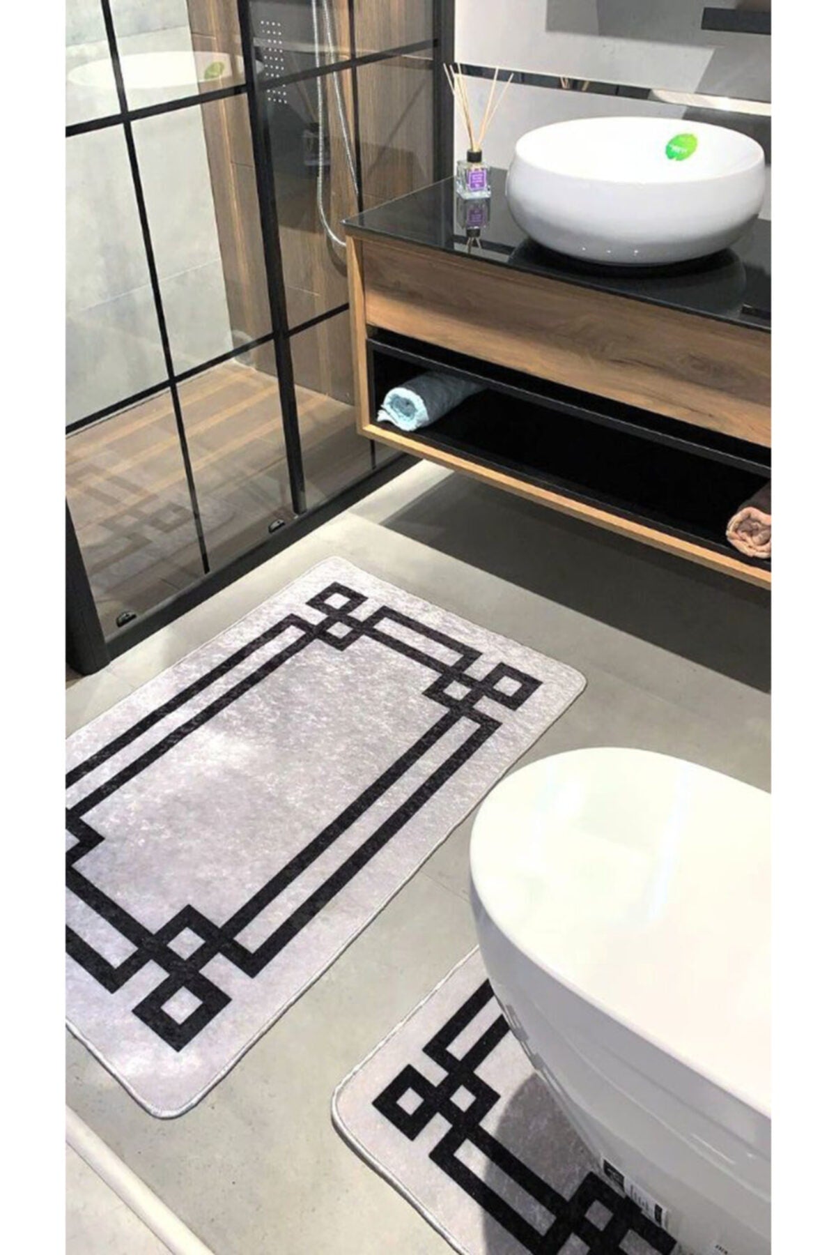 Lateks Taban (60X100 - 60X50) İkili Banyo Paspas Takımı - VİZON KAHVE