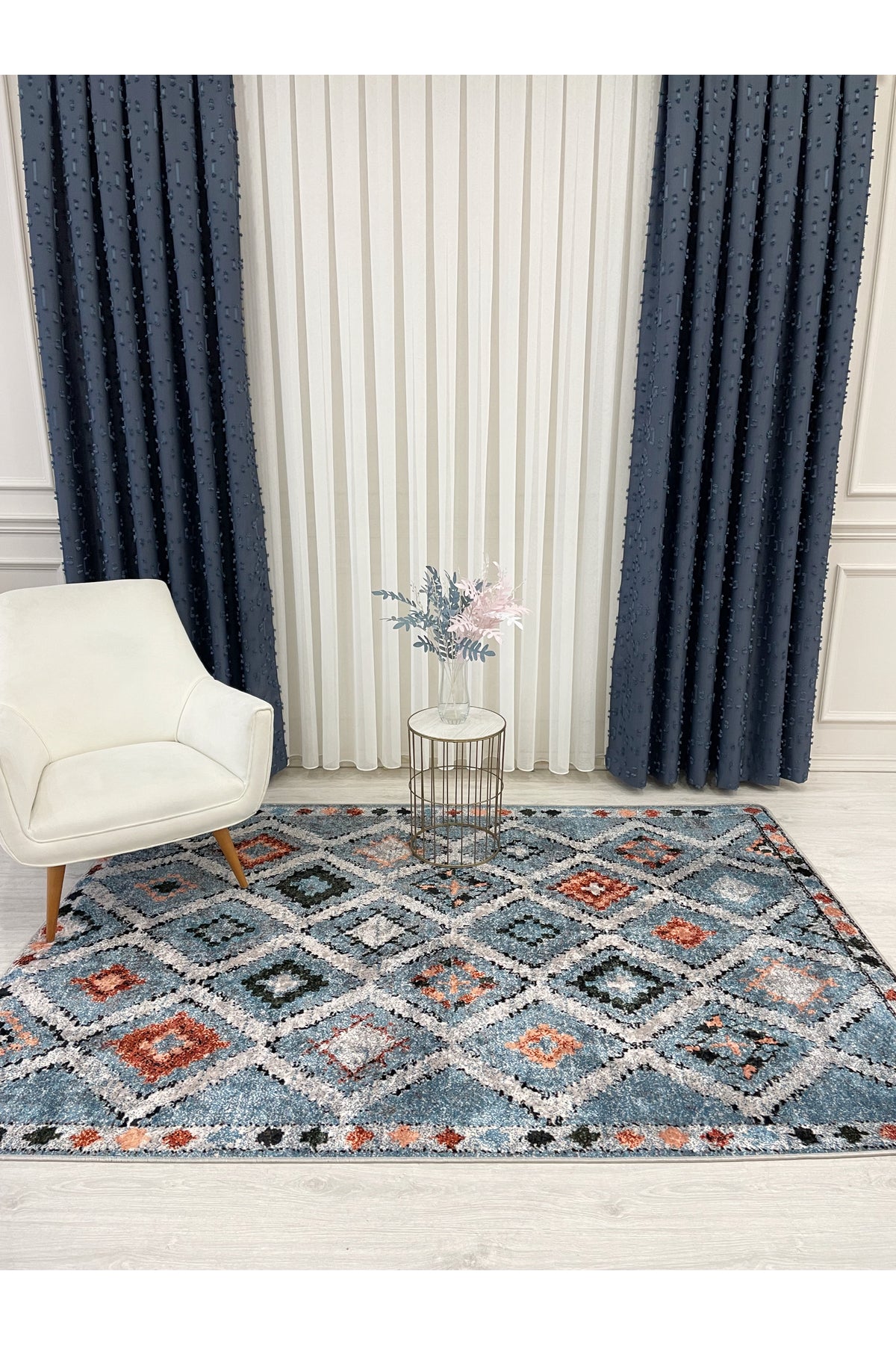 Kilim Motifli Bohem Kaymaz Taban Yolluk Halı