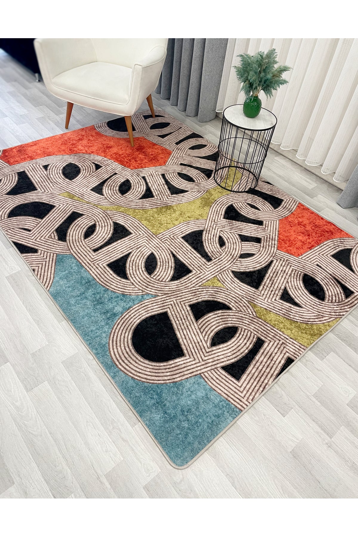Çengel Desen Modern Desen Lateks Taban Halı