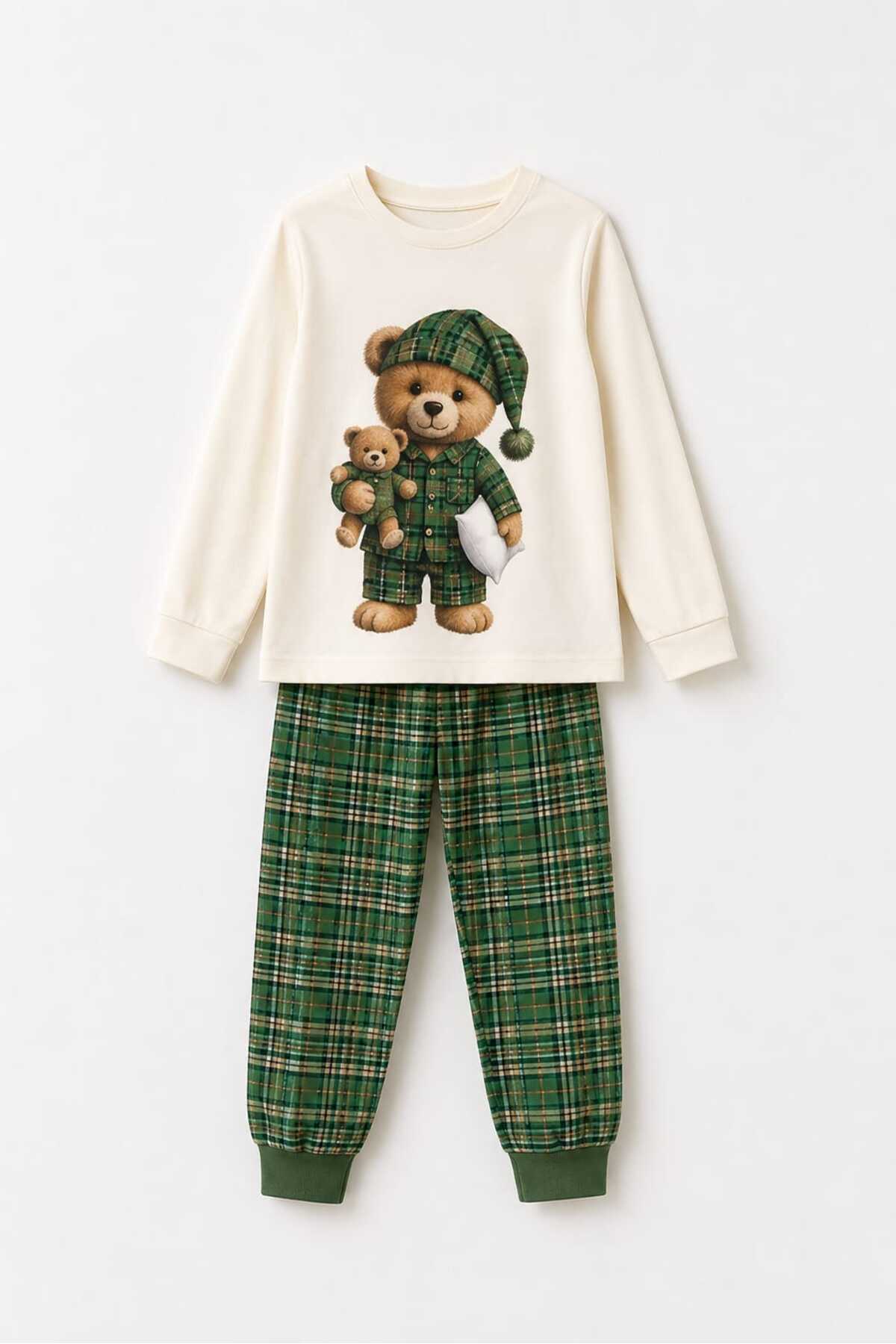Erkek çocuk %100 pamuklu uzun kollu pijama takımı