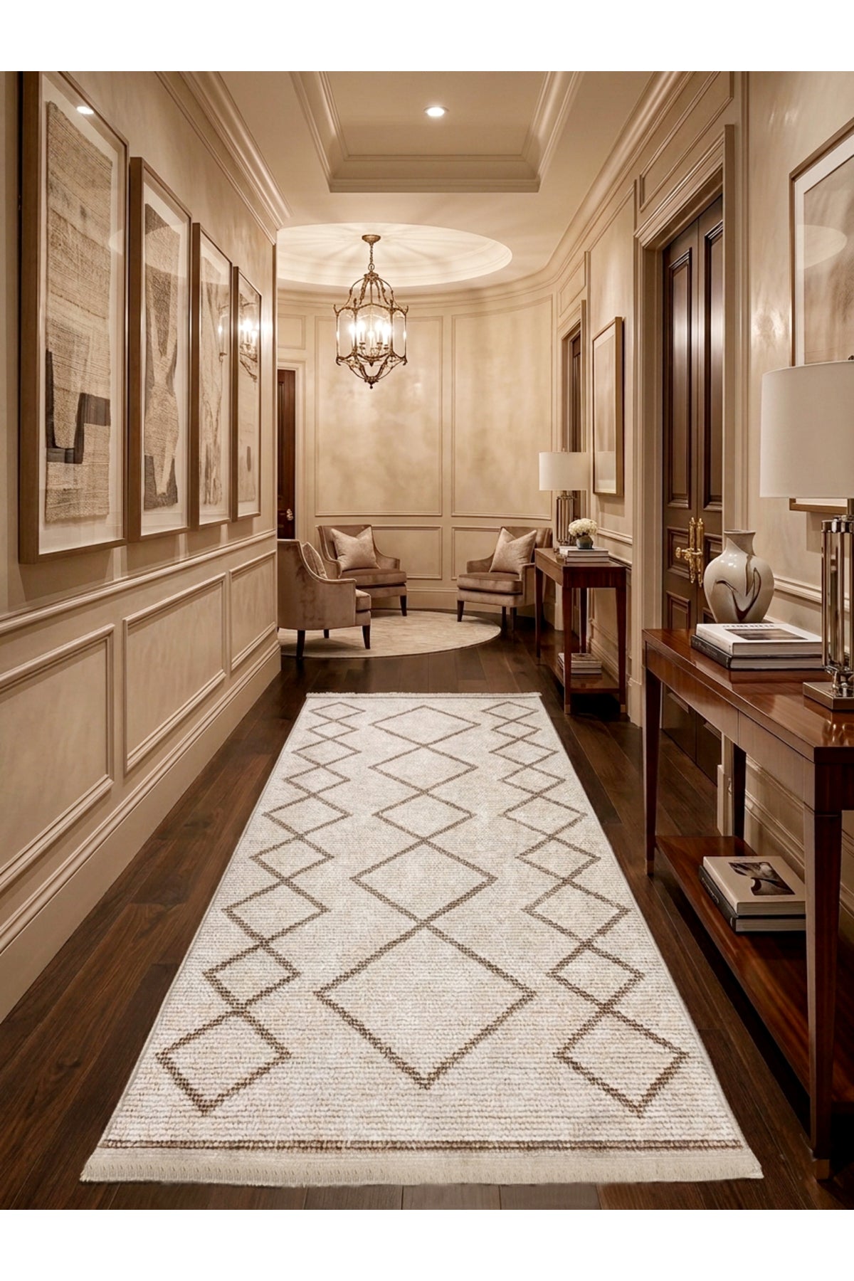 Geometrik Desen Lateks Taban Salon ve Yolluk Antre Halı