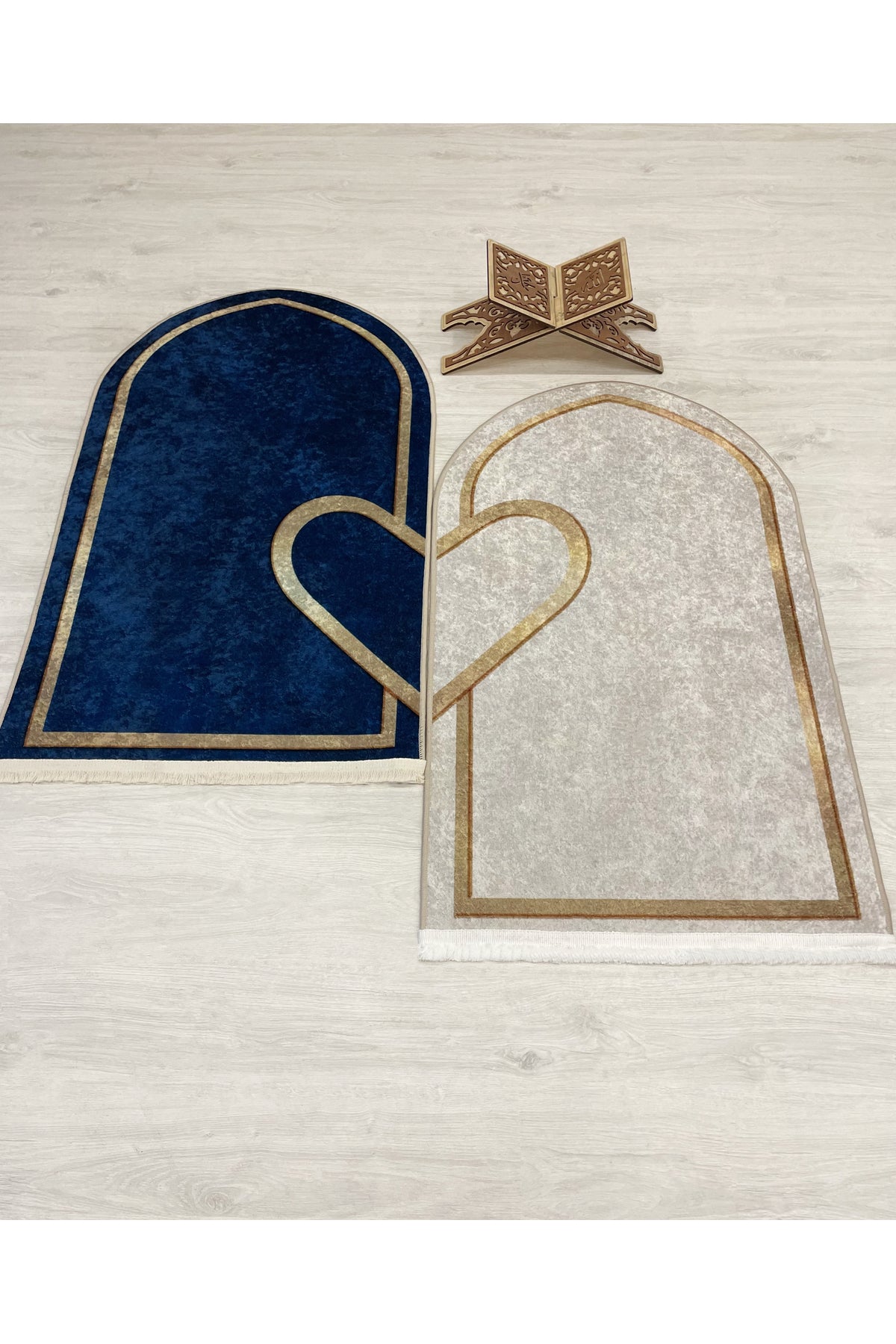 2 li Çift Seccadesi Ebat 75x125 SİYAH - MOR