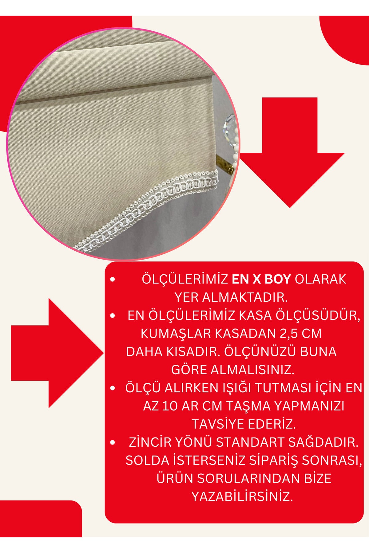 STOR PERDE BEJ RENGİ ETEKLİ Kalın Mat Keten Görünümlü